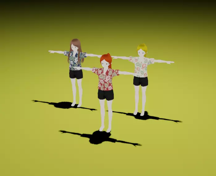 Anime Girl Characters - Beach Style 3D model_0