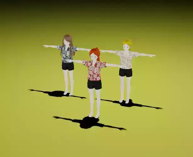 Anime Girl Characters - Beach Style 3D model