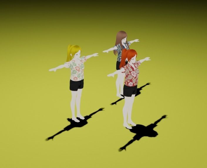 Anime Girl Characters - Beach Style 3D model_4