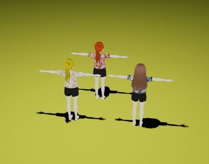 Anime Girl Characters - Beach Style 3D model_1