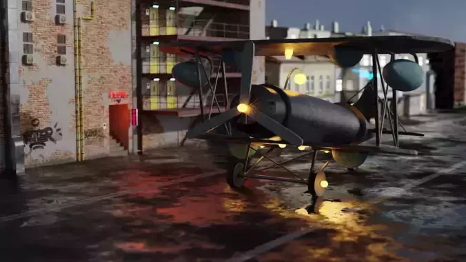 Plane vintage biplane in sky