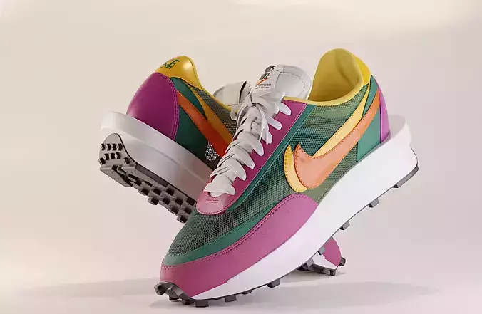 Nike Sacai LD Waffle Pine Green Low-poly 3D model