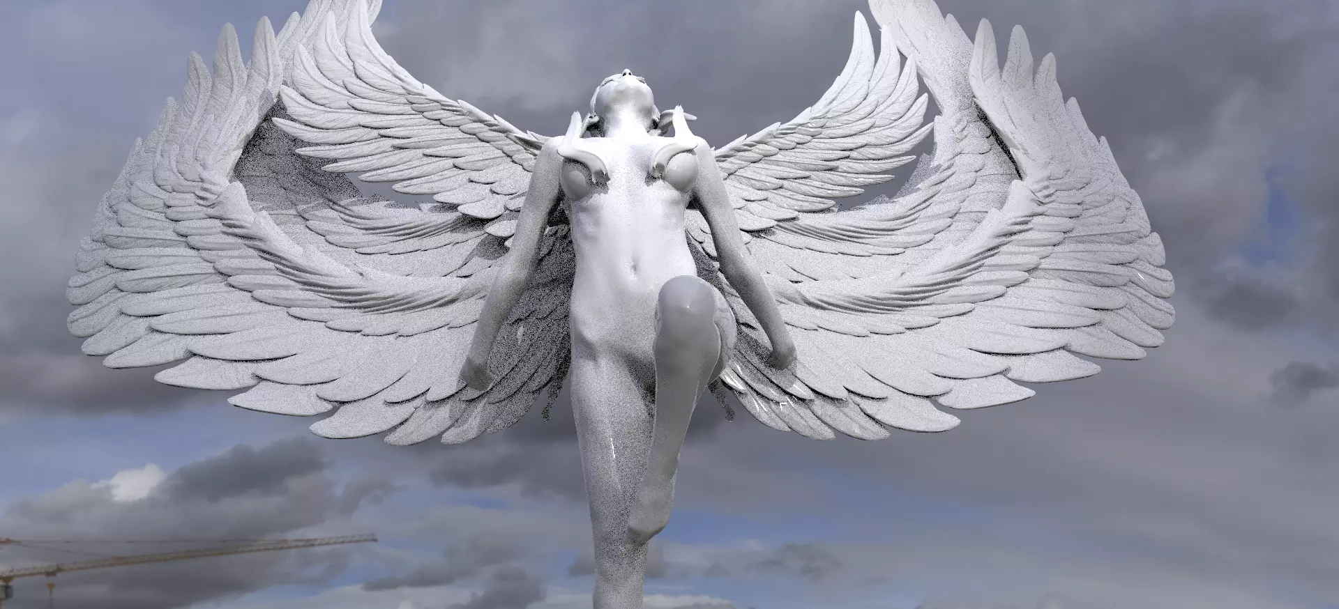 Phoenix Angel Statue 2 3D model_0