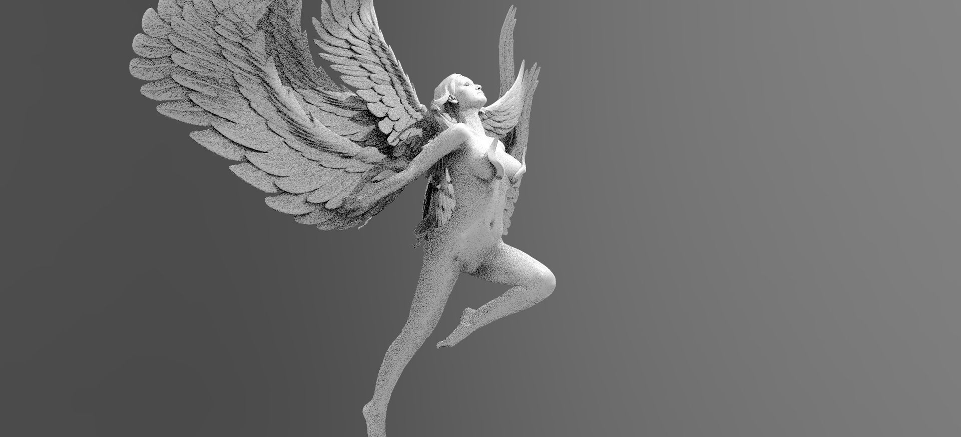 Phoenix Angel Statue 2 3D model_1