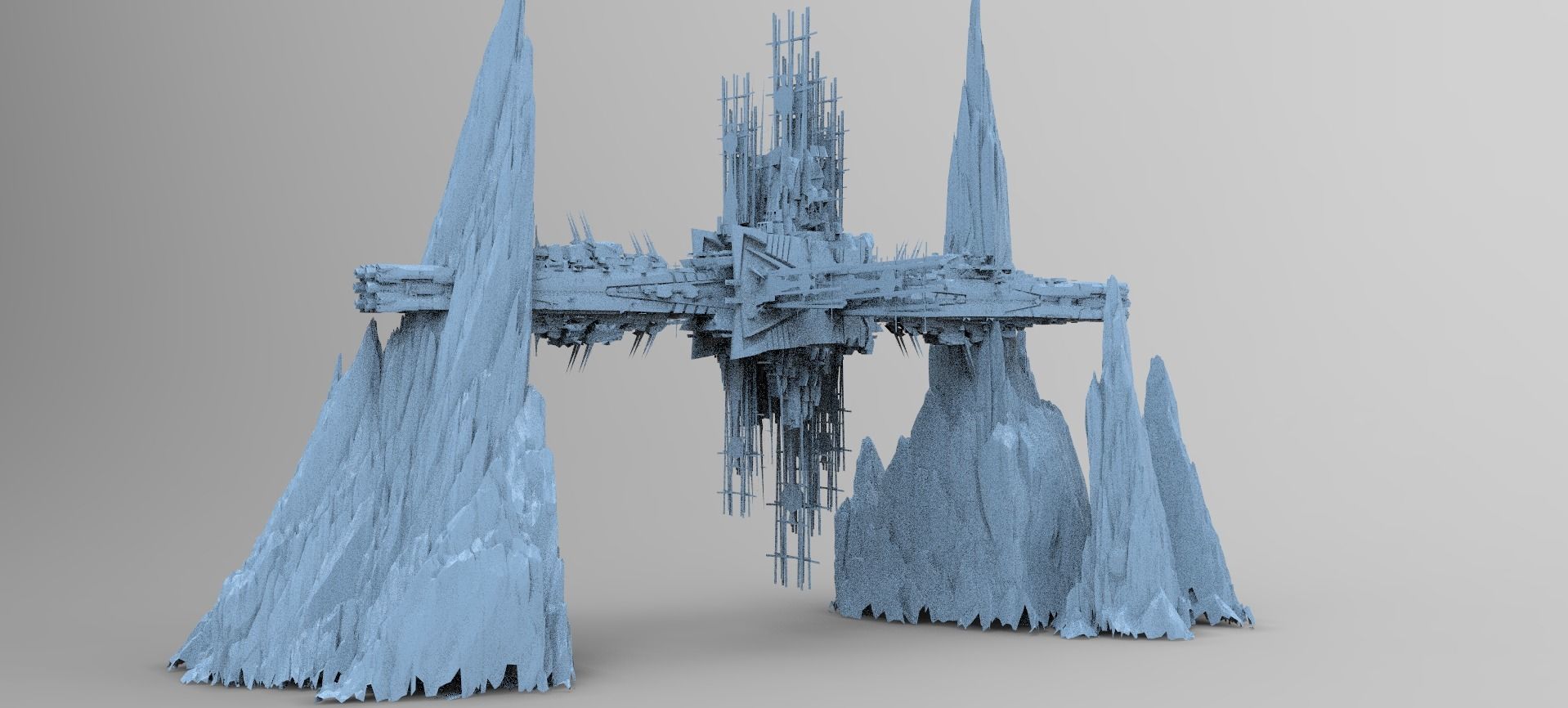 Spaceship cliff base 2  3D model_1