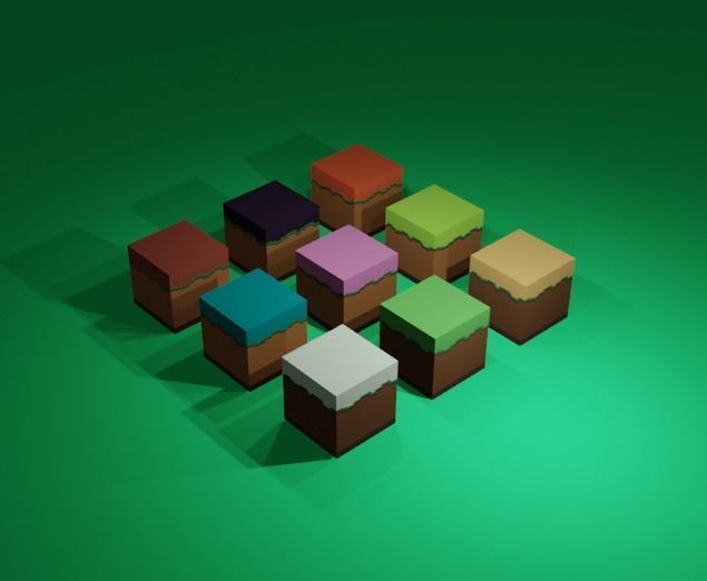Cubic Blocks Low-poly 3D model_2