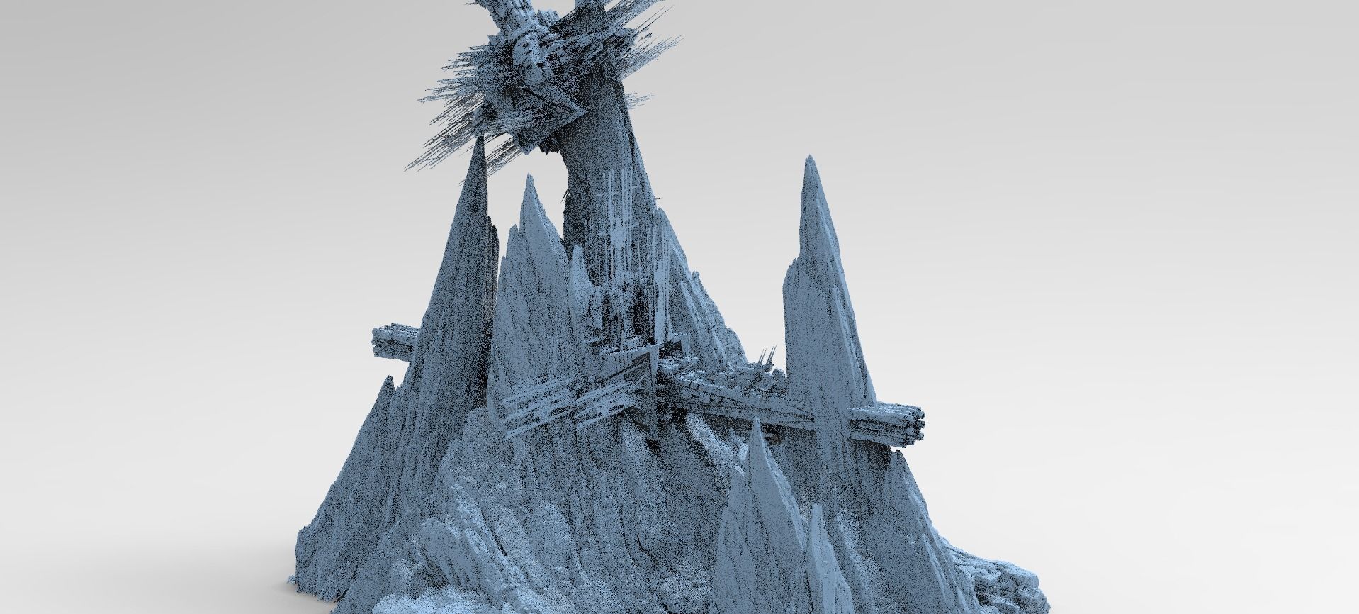 Spaceship cliff base 3 Models   3D model_1