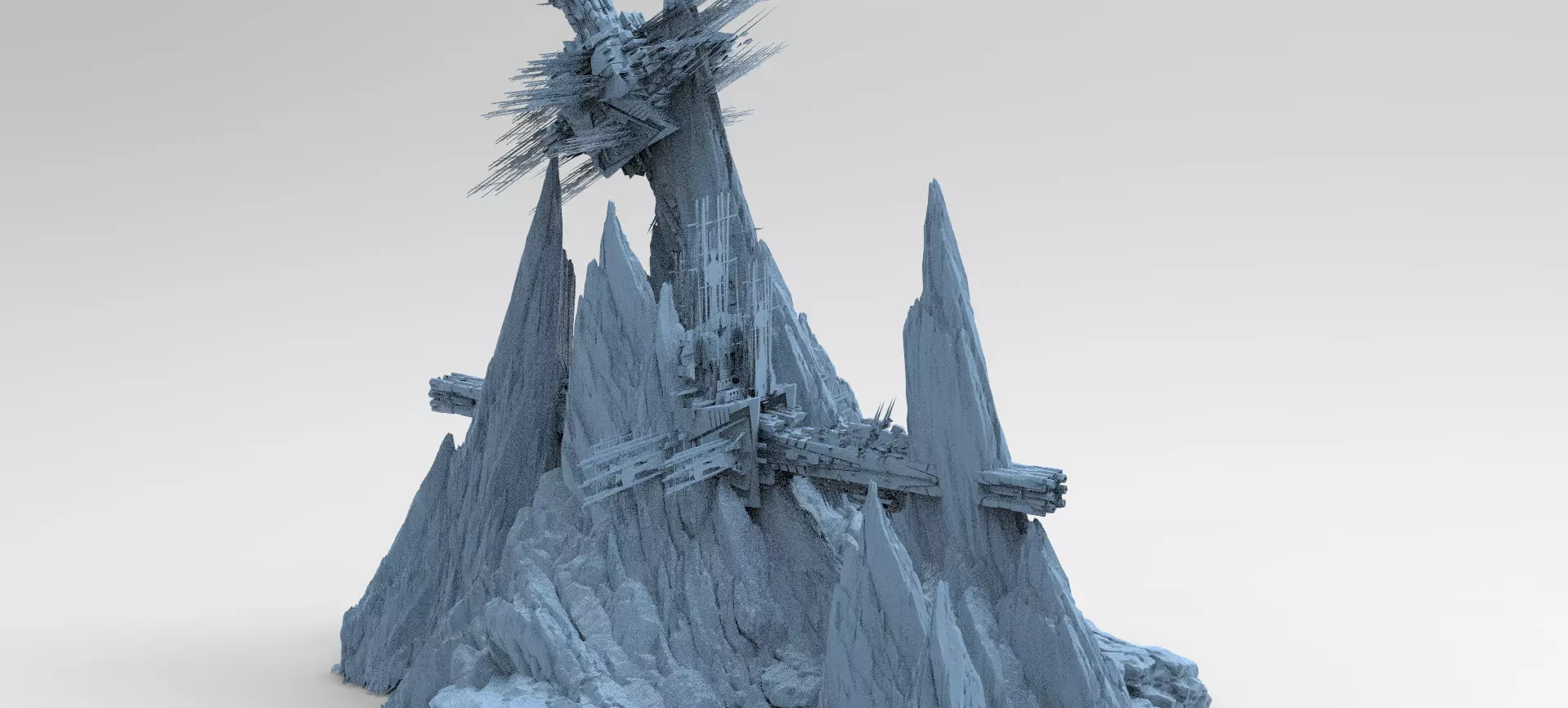 Spaceship cliff base 3 Models   3D model_0