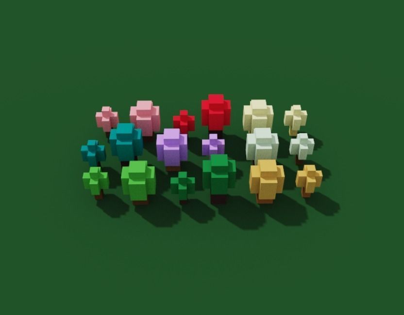 Cubic Trees Low-poly 3D model_1