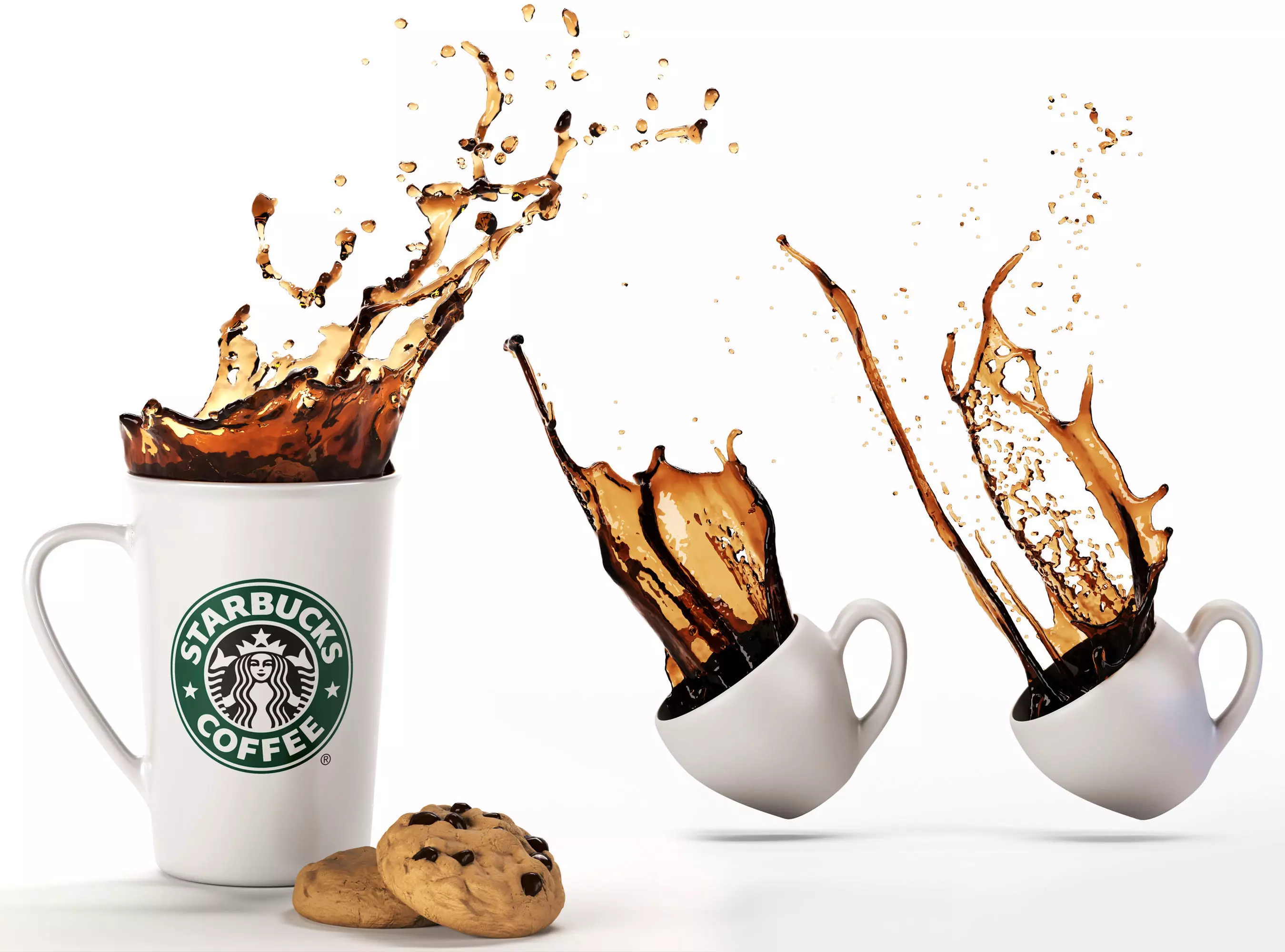 Coffee Cups with splashes 3D model