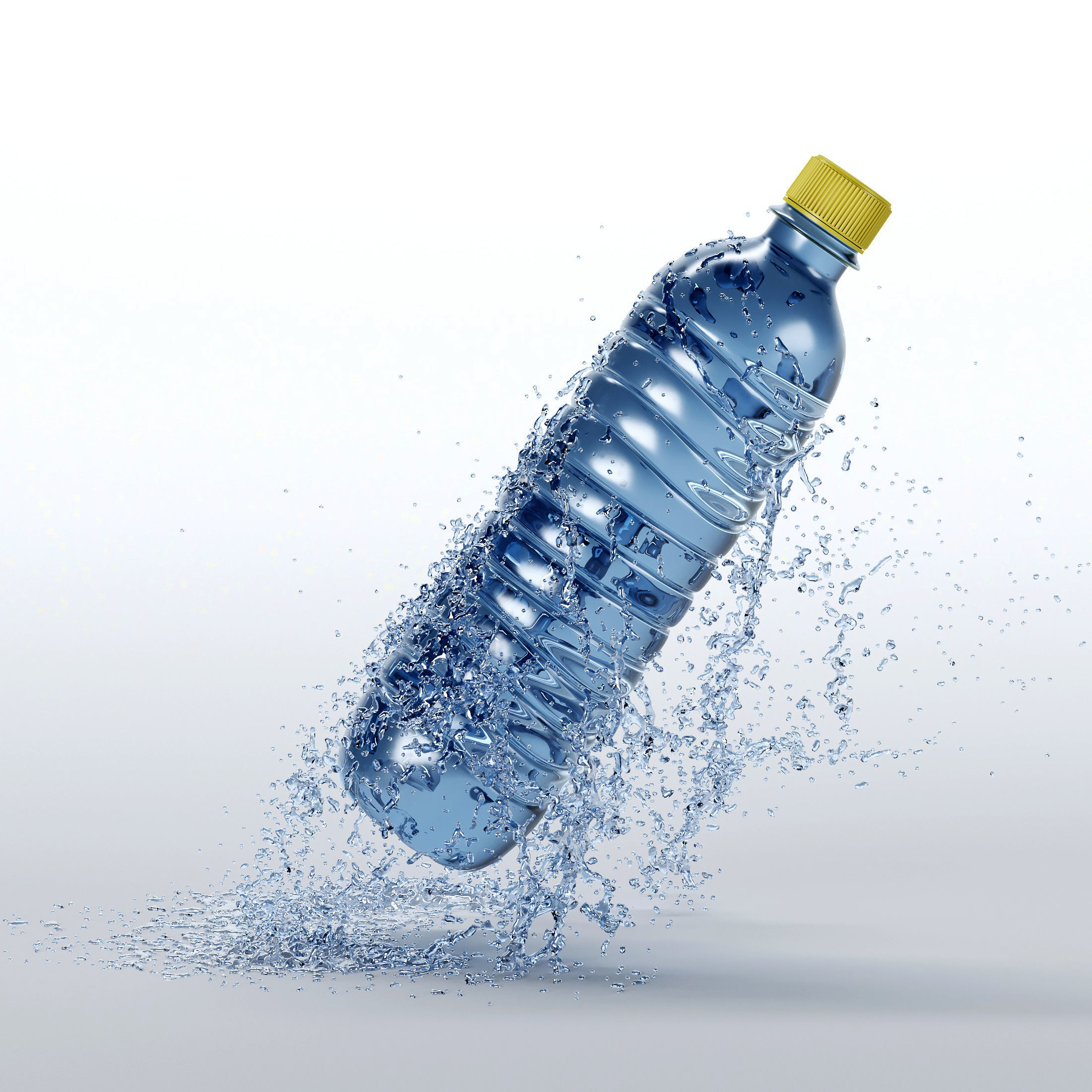 Three Bottle splashes 3D model_4