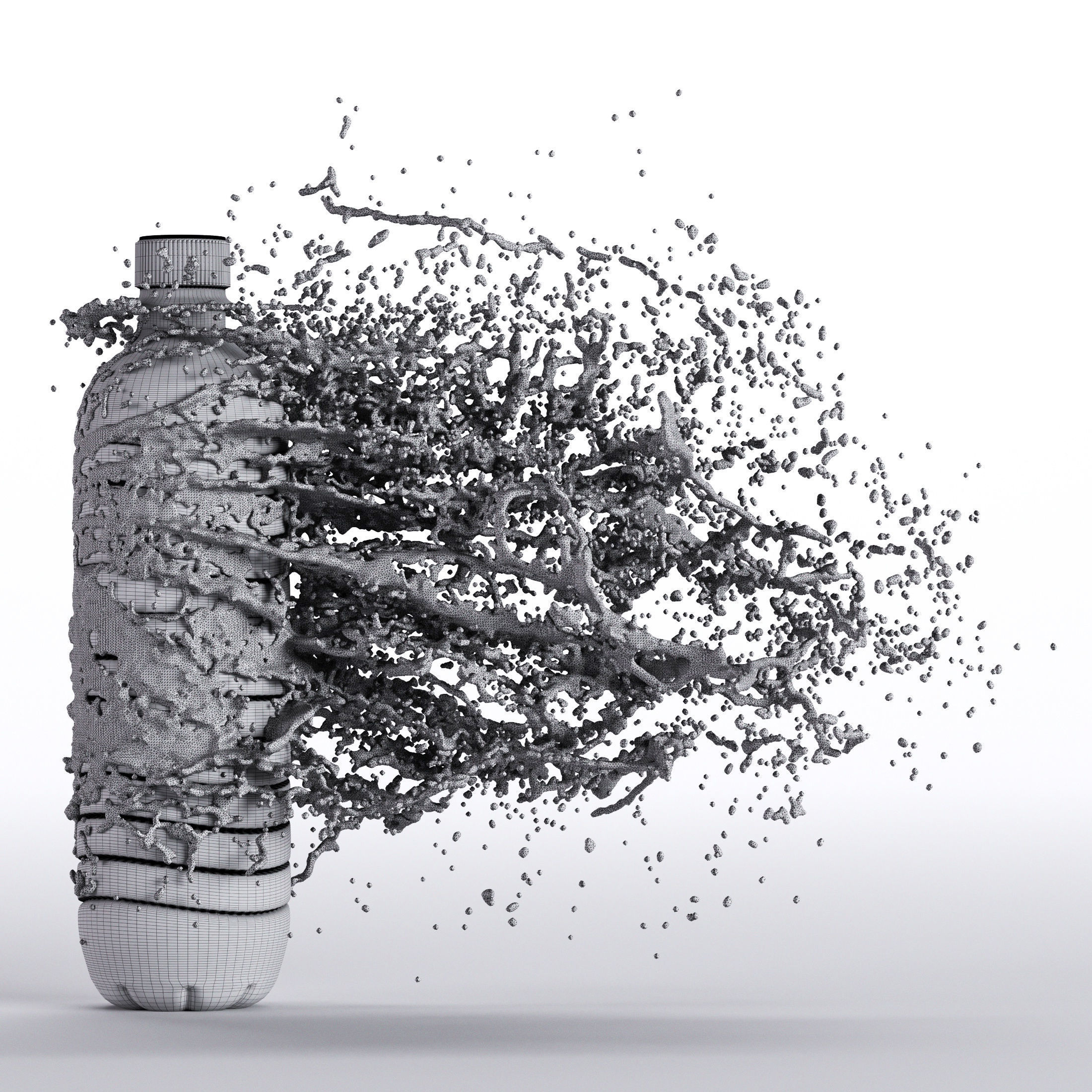 Three Bottle splashes 3D model_6