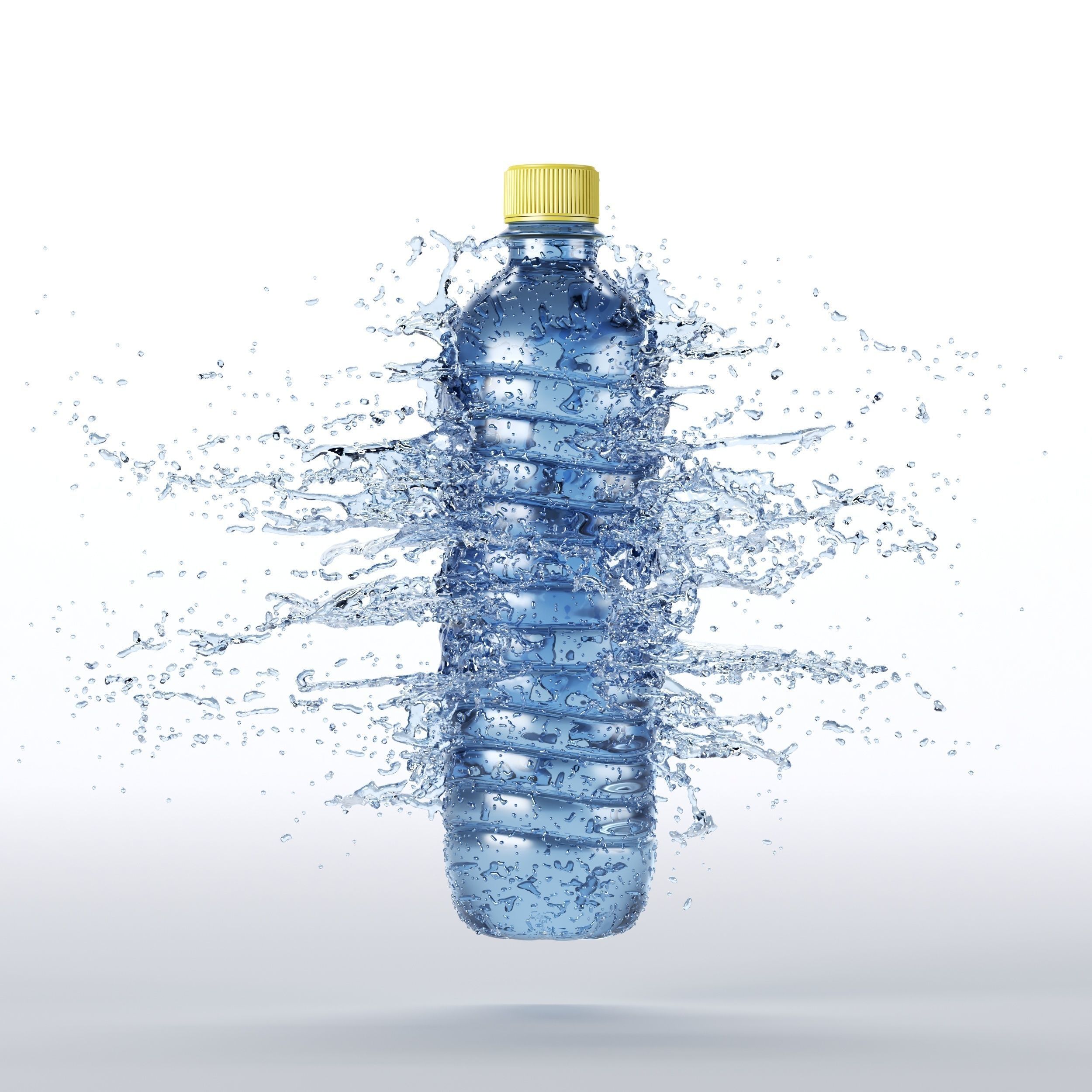 Three Bottle splashes 3D model_1