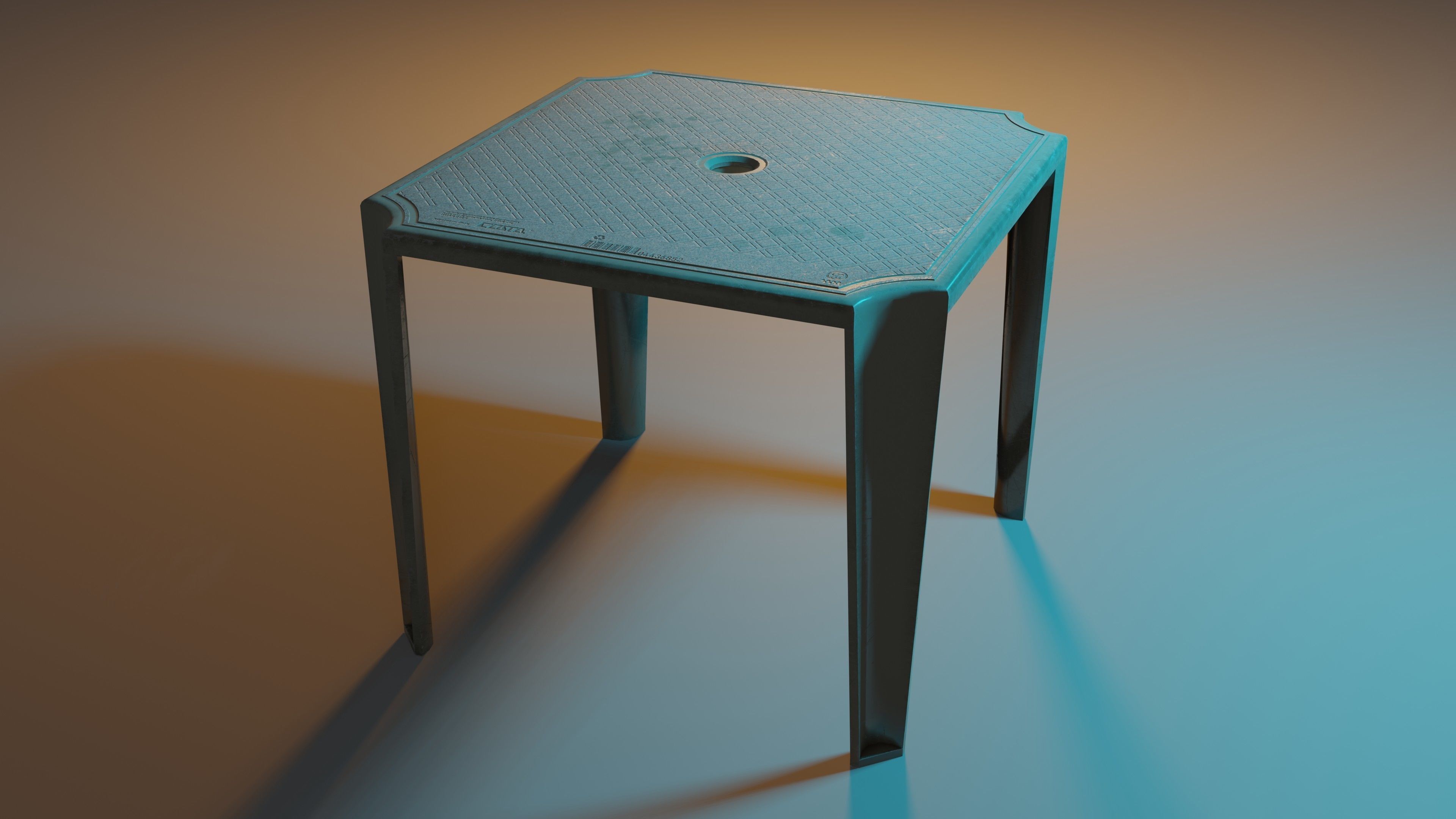 Plastic Table Low-poly 3D model_5
