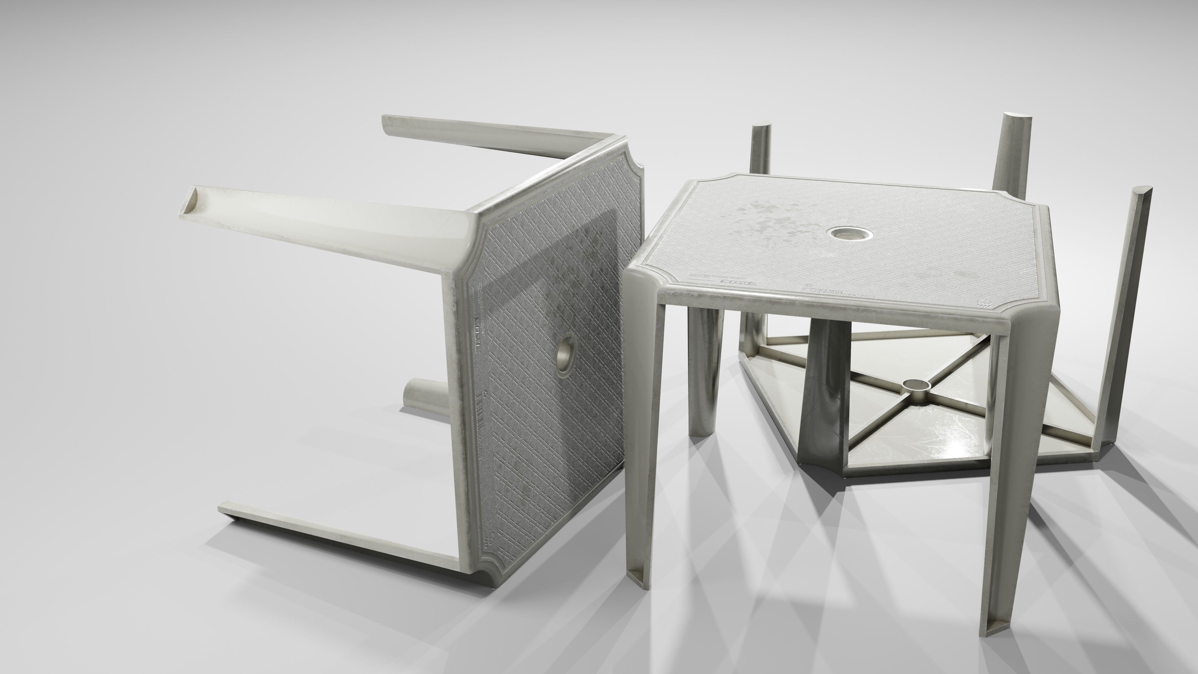 Plastic Table Low-poly 3D model_1