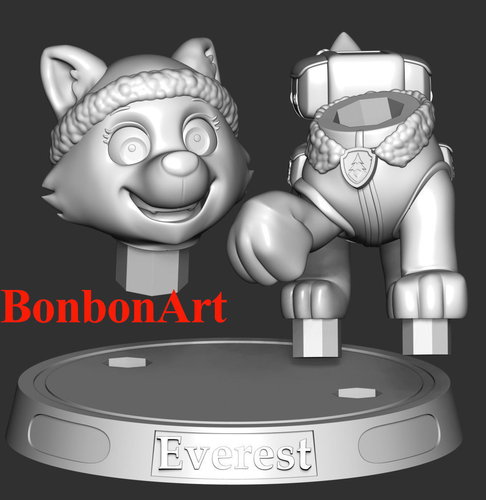 Everest paw patrol dog wearing winter coat 3D print model_4