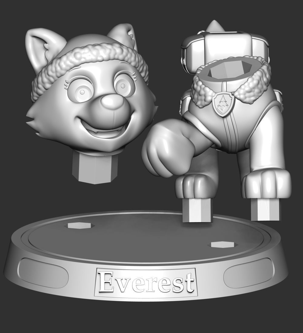 Everest paw patrol dog wearing winter coat 3D print model_25