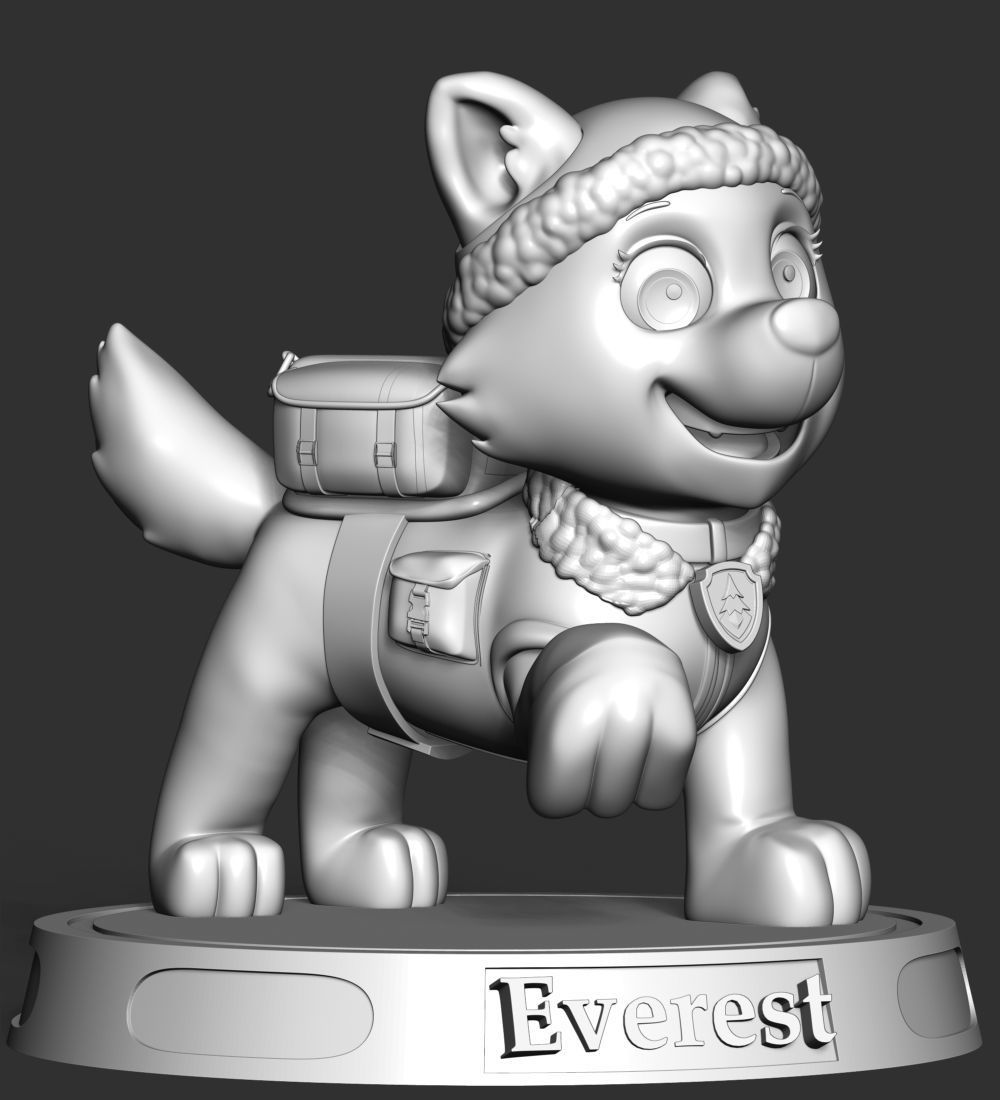 Everest paw patrol dog wearing winter coat 3D print model_22