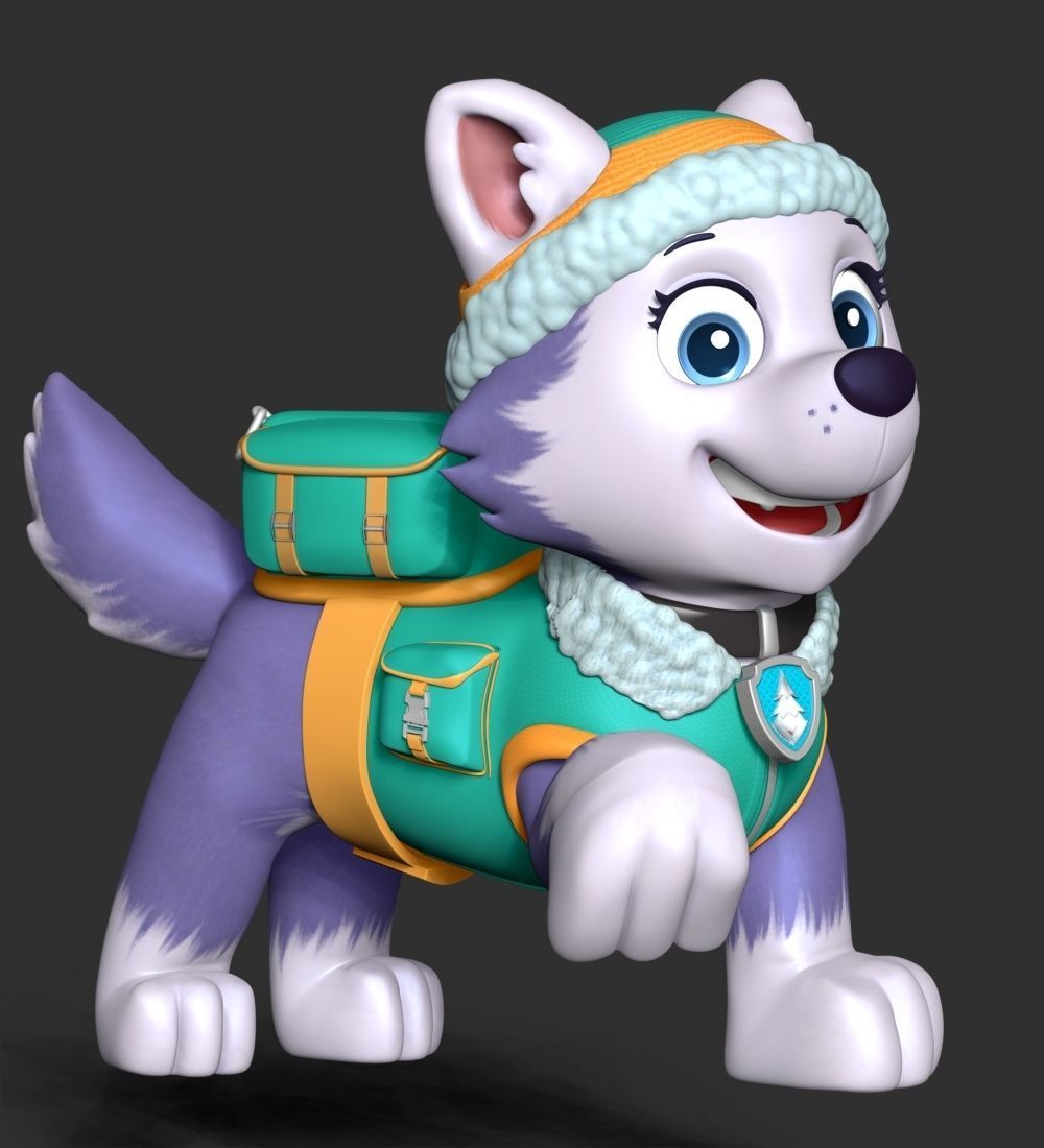 Everest paw patrol dog wearing winter coat 3D print model_15