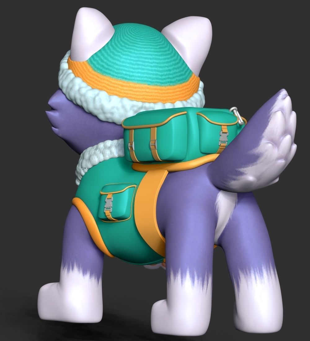 Everest paw patrol dog wearing winter coat 3D print model_16