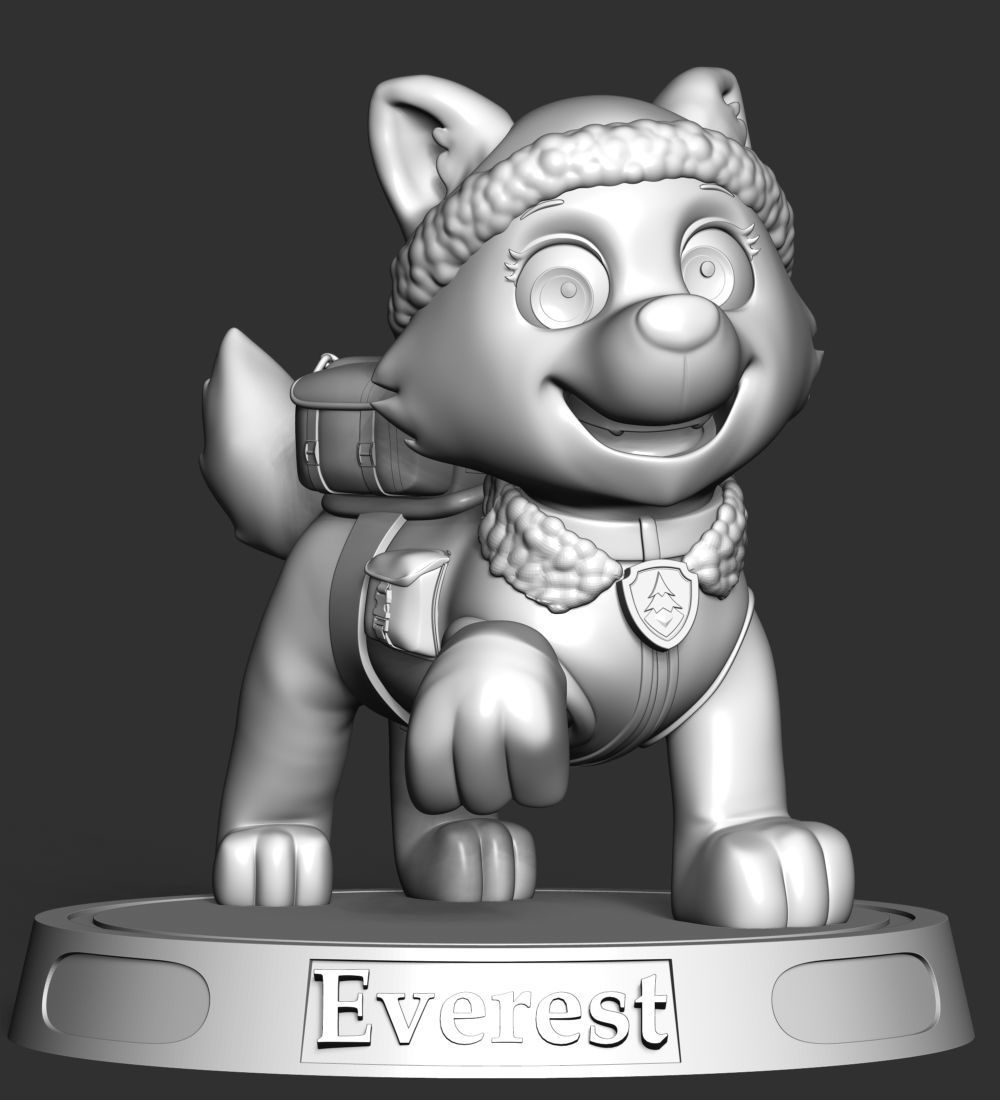 Everest paw patrol dog wearing winter coat 3D print model_20