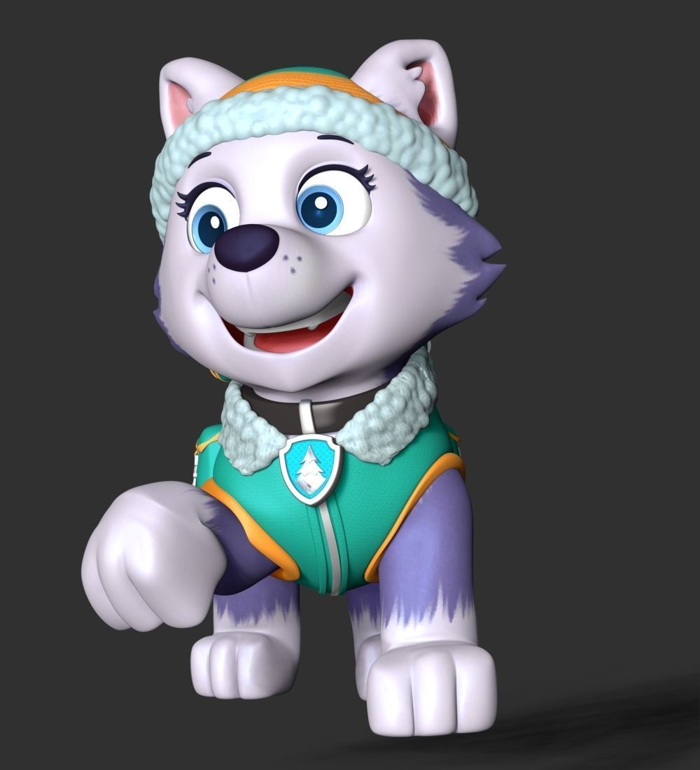 Everest paw patrol dog wearing winter coat 3D print model_13