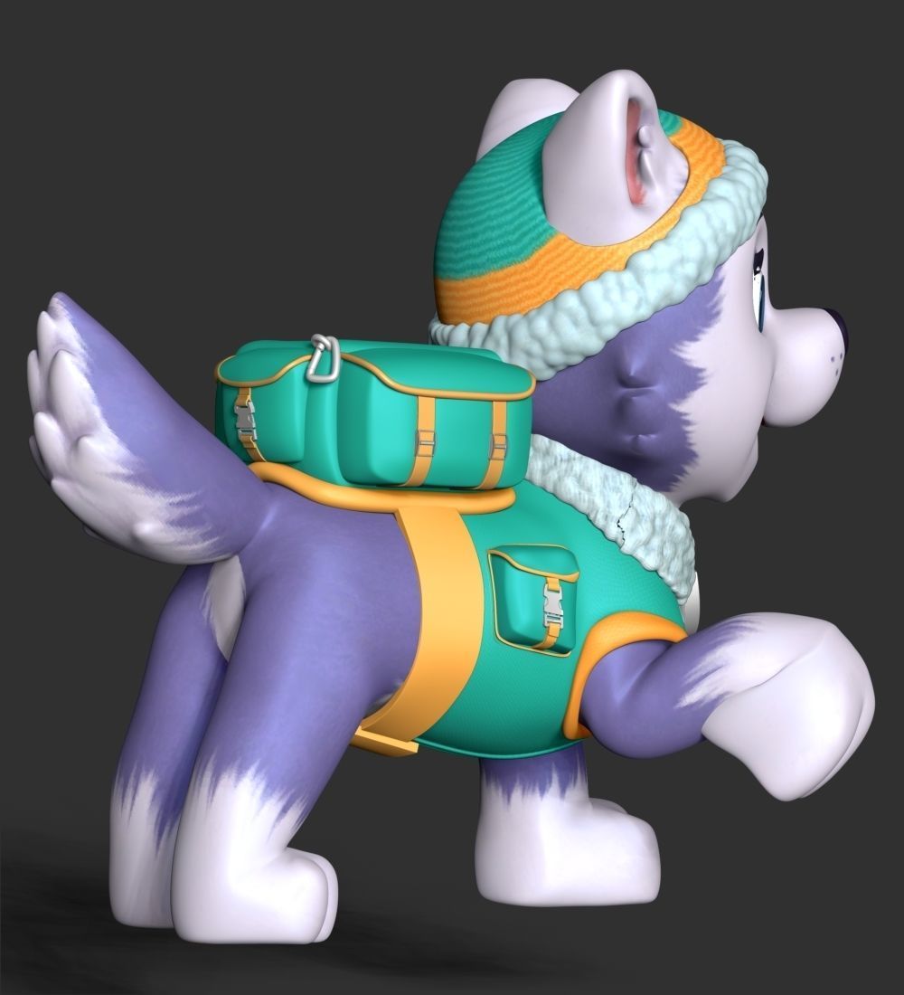Everest paw patrol dog wearing winter coat 3D print model_14