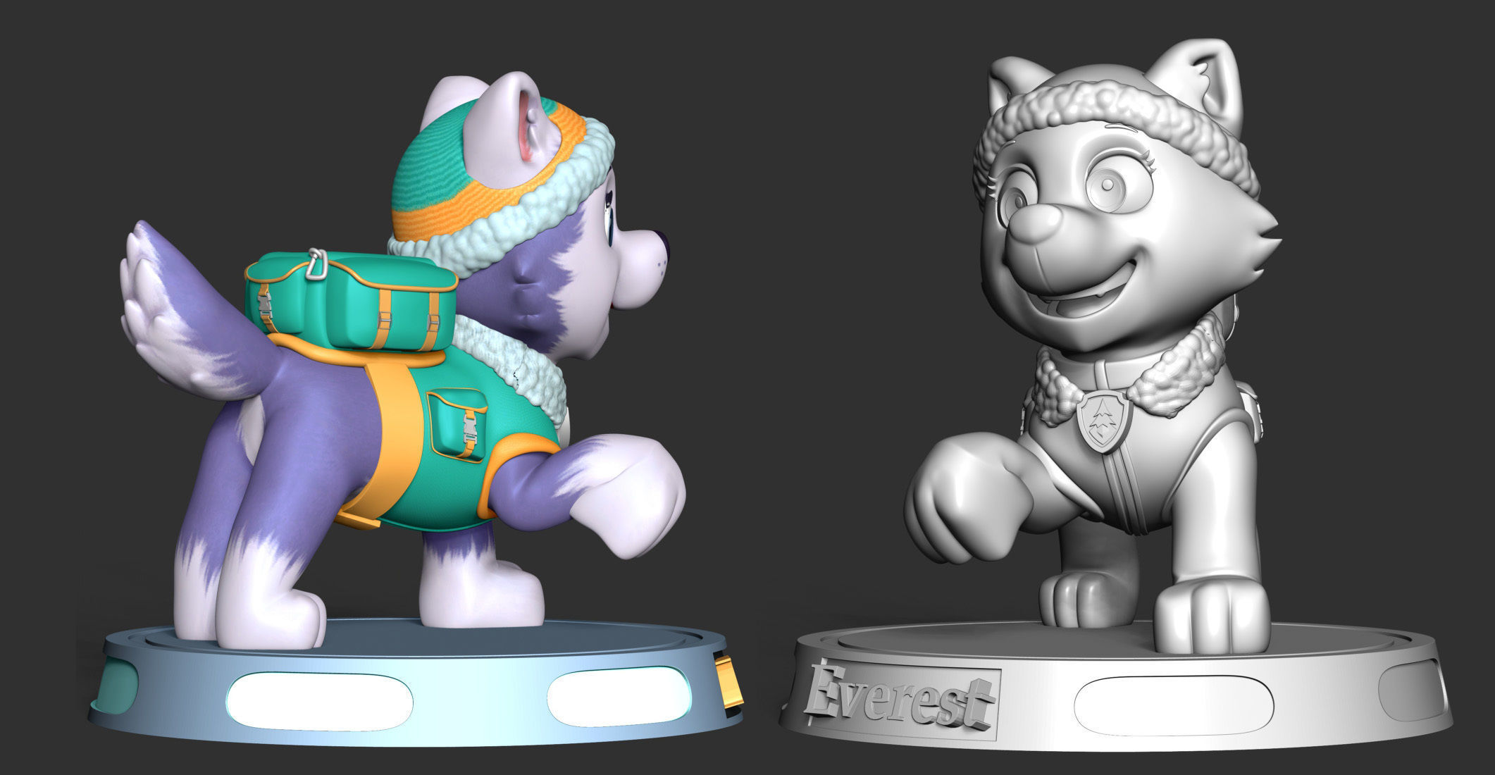 Everest paw patrol dog wearing winter coat 3D print model_5