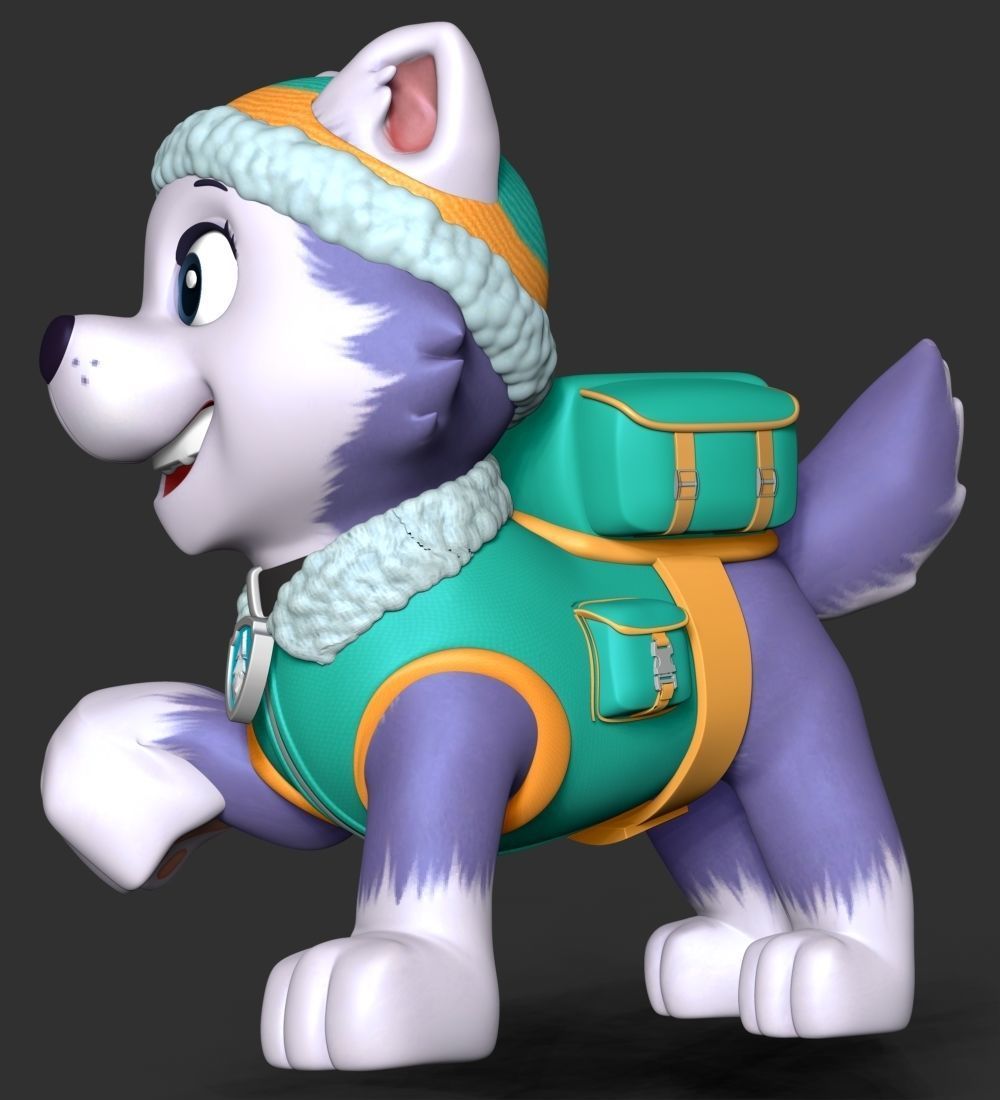 Everest paw patrol dog wearing winter coat 3D print model_17