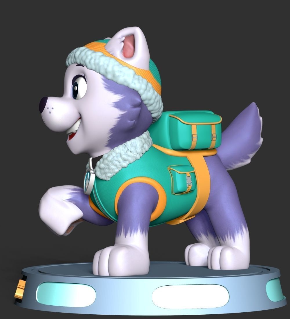 Everest paw patrol dog wearing winter coat 3D print model_12
