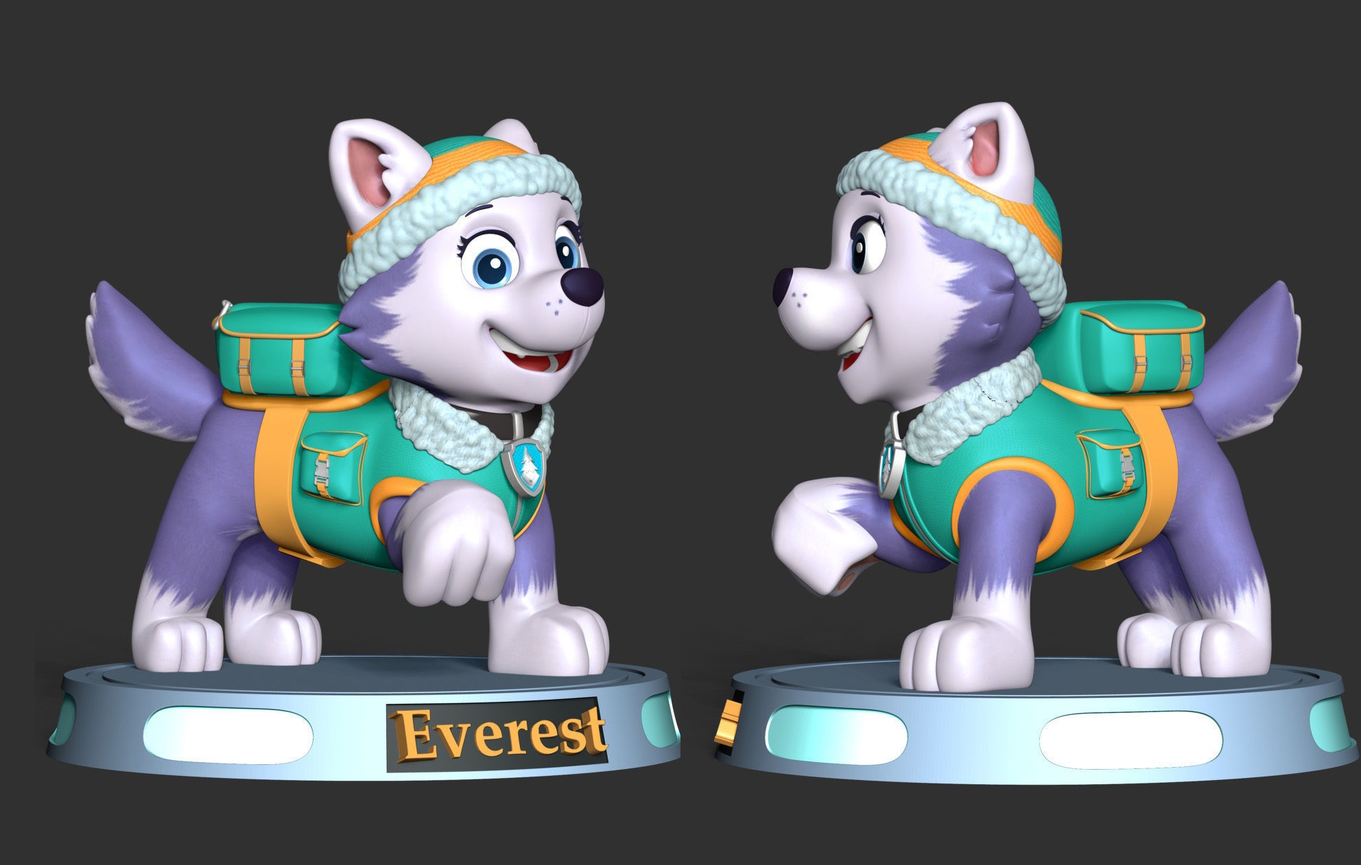 Everest paw patrol dog wearing winter coat 3D print model_3
