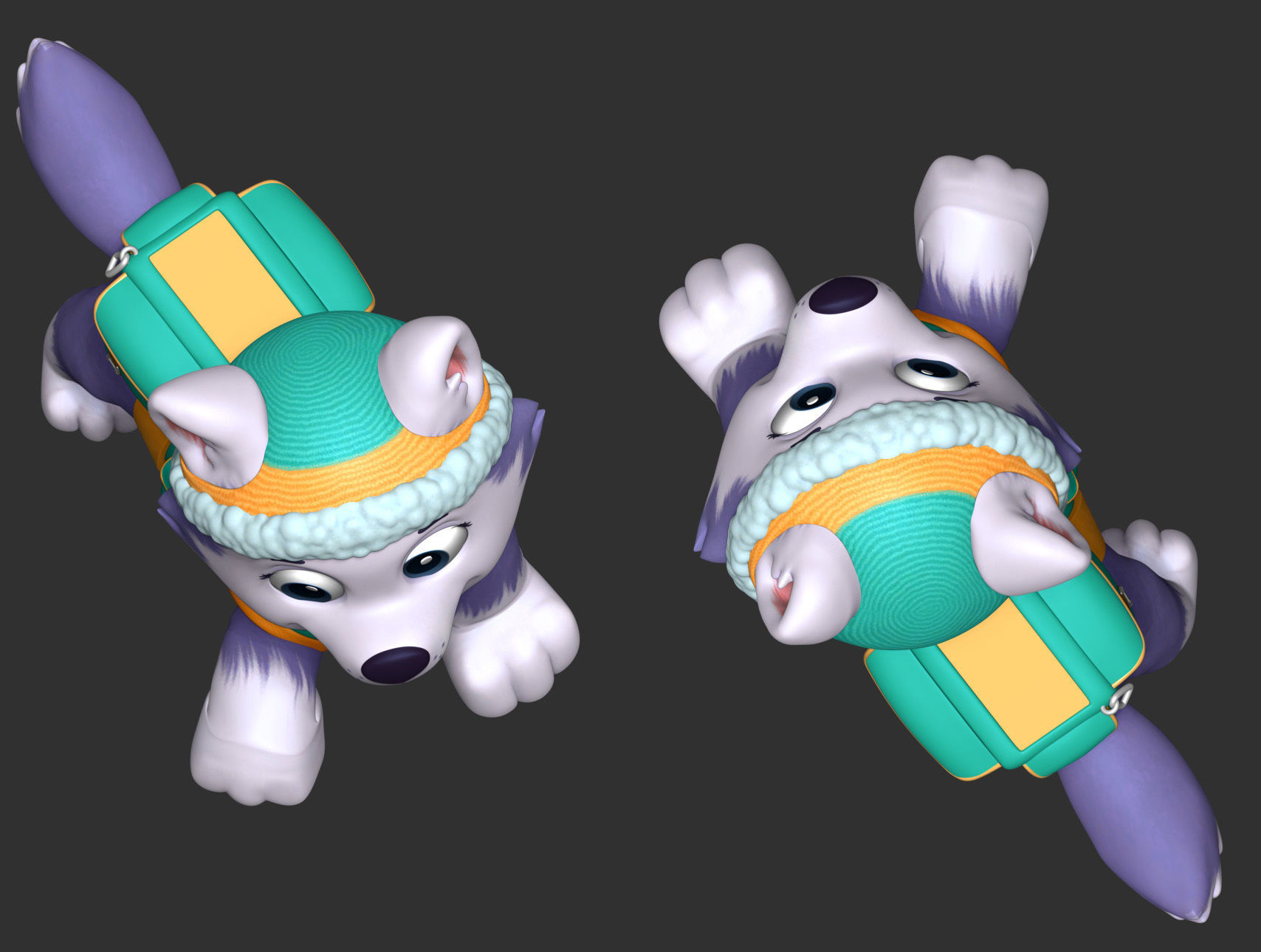 Everest paw patrol dog wearing winter coat 3D print model_6