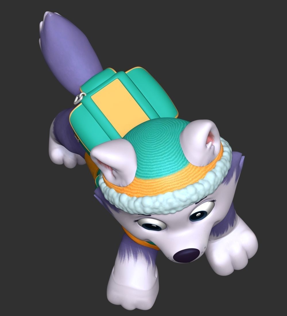 Everest paw patrol dog wearing winter coat 3D print model_18