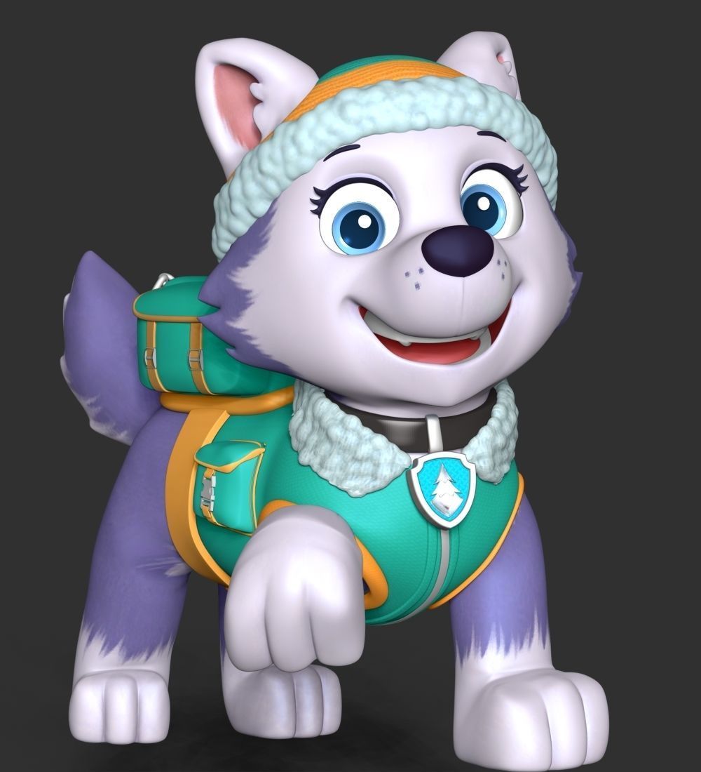 Everest paw patrol dog wearing winter coat 3D print model_8