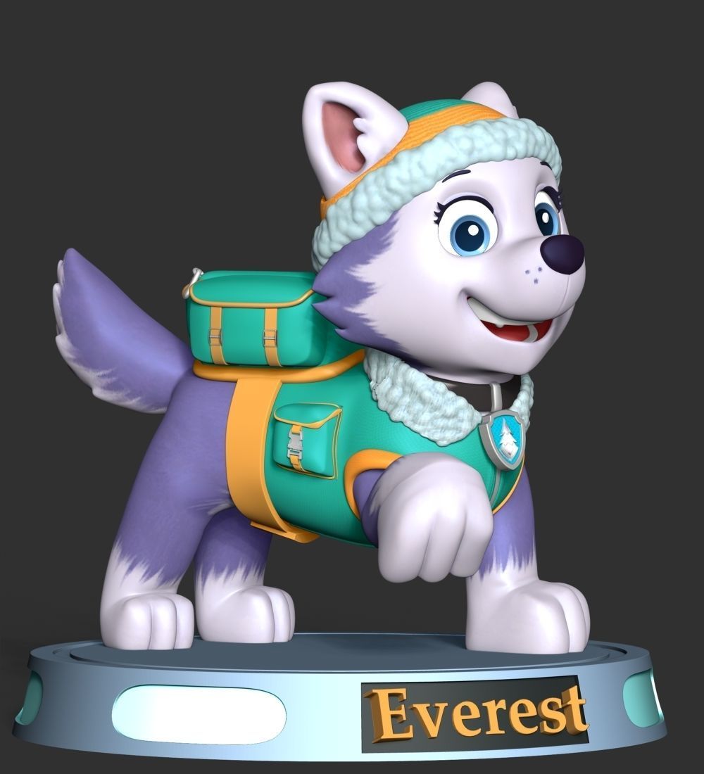Everest paw patrol dog wearing winter coat 3D print model_10