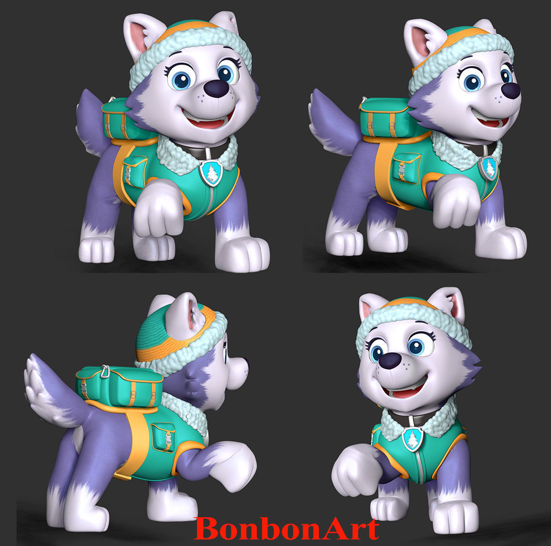 Everest paw patrol dog wearing winter coat 3D print model_1