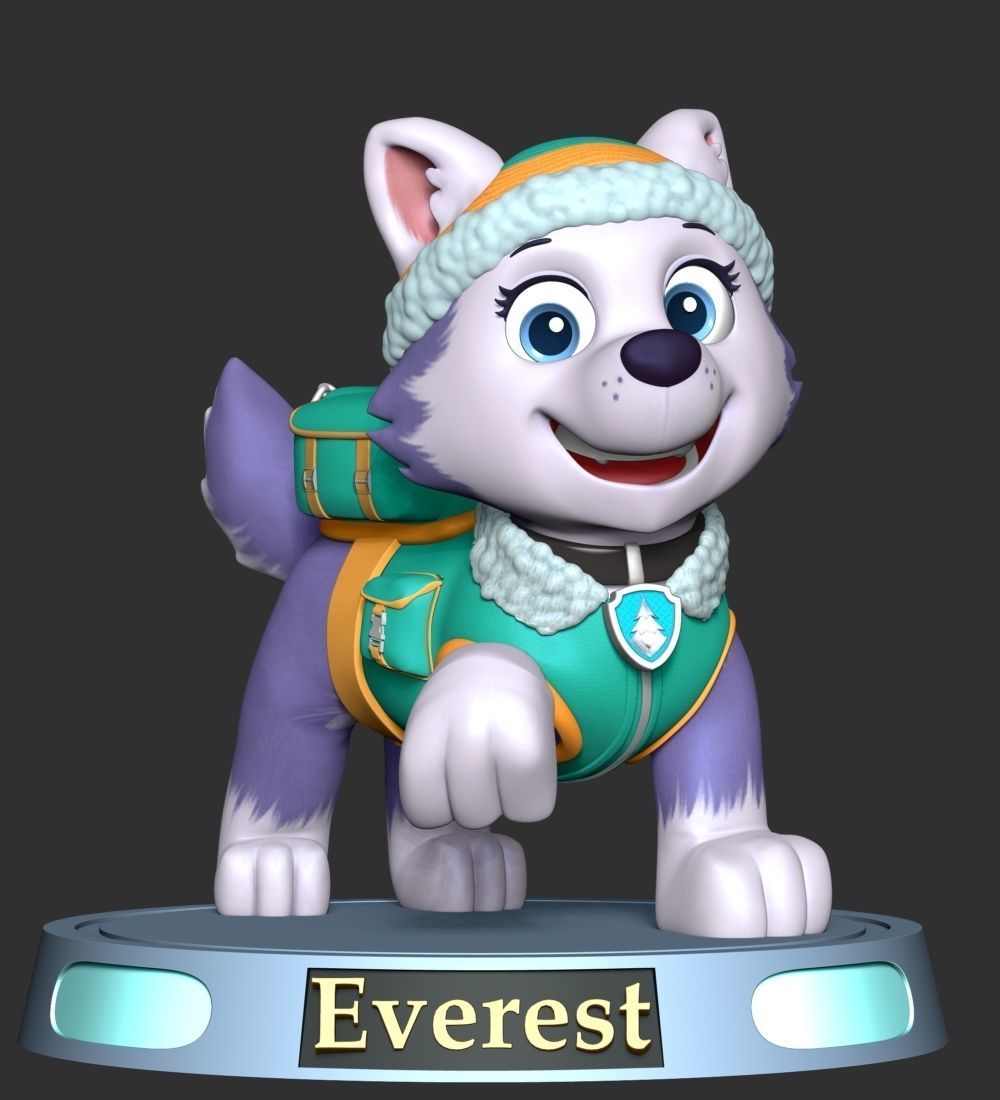 Everest paw patrol dog wearing winter coat 3D print model_19