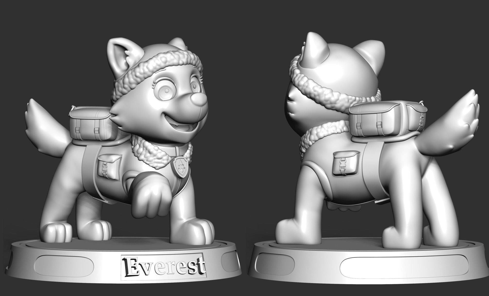 Everest paw patrol dog wearing winter coat 3D print model_7
