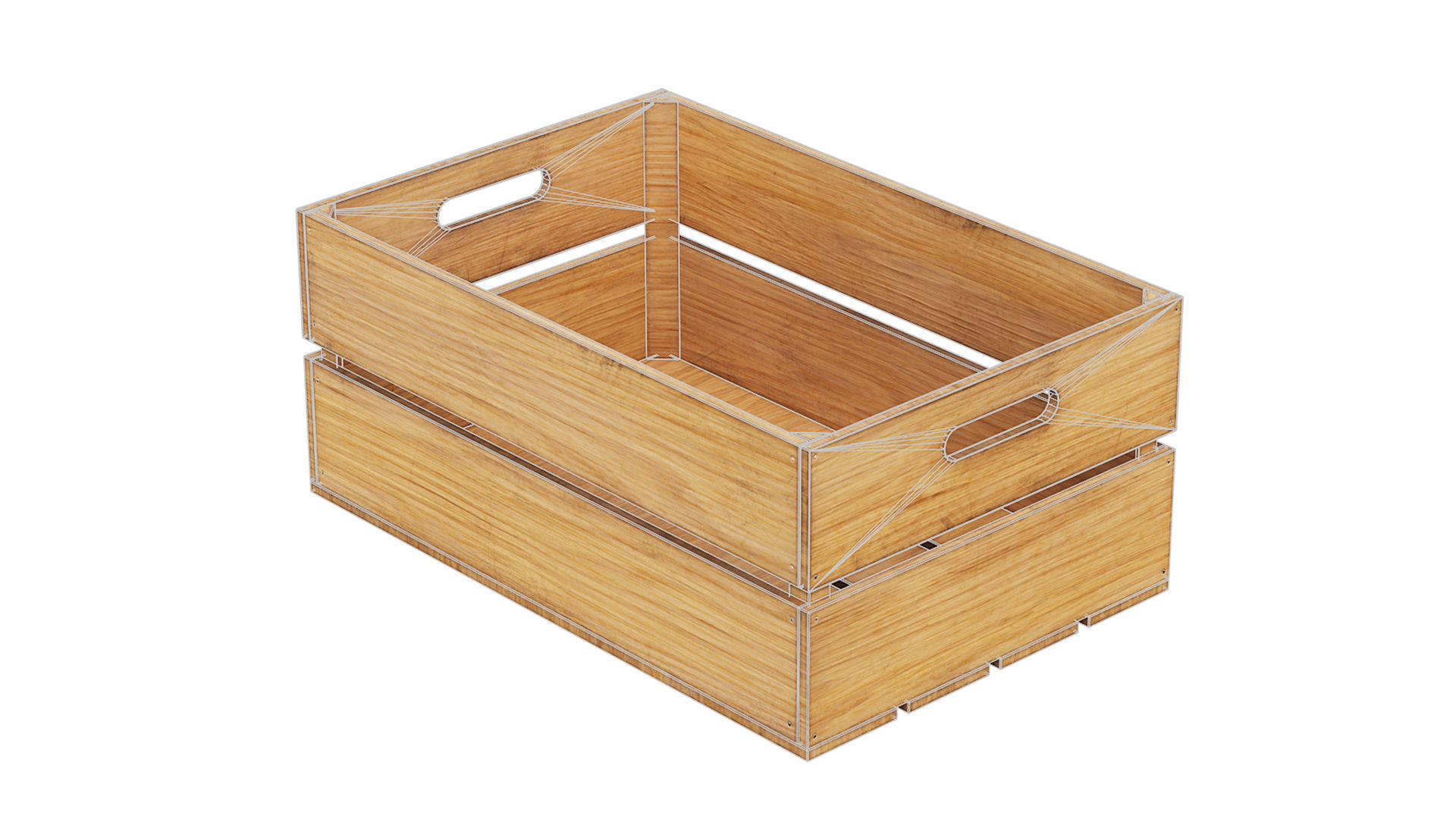 wooden crates set Low-poly 3D model_23