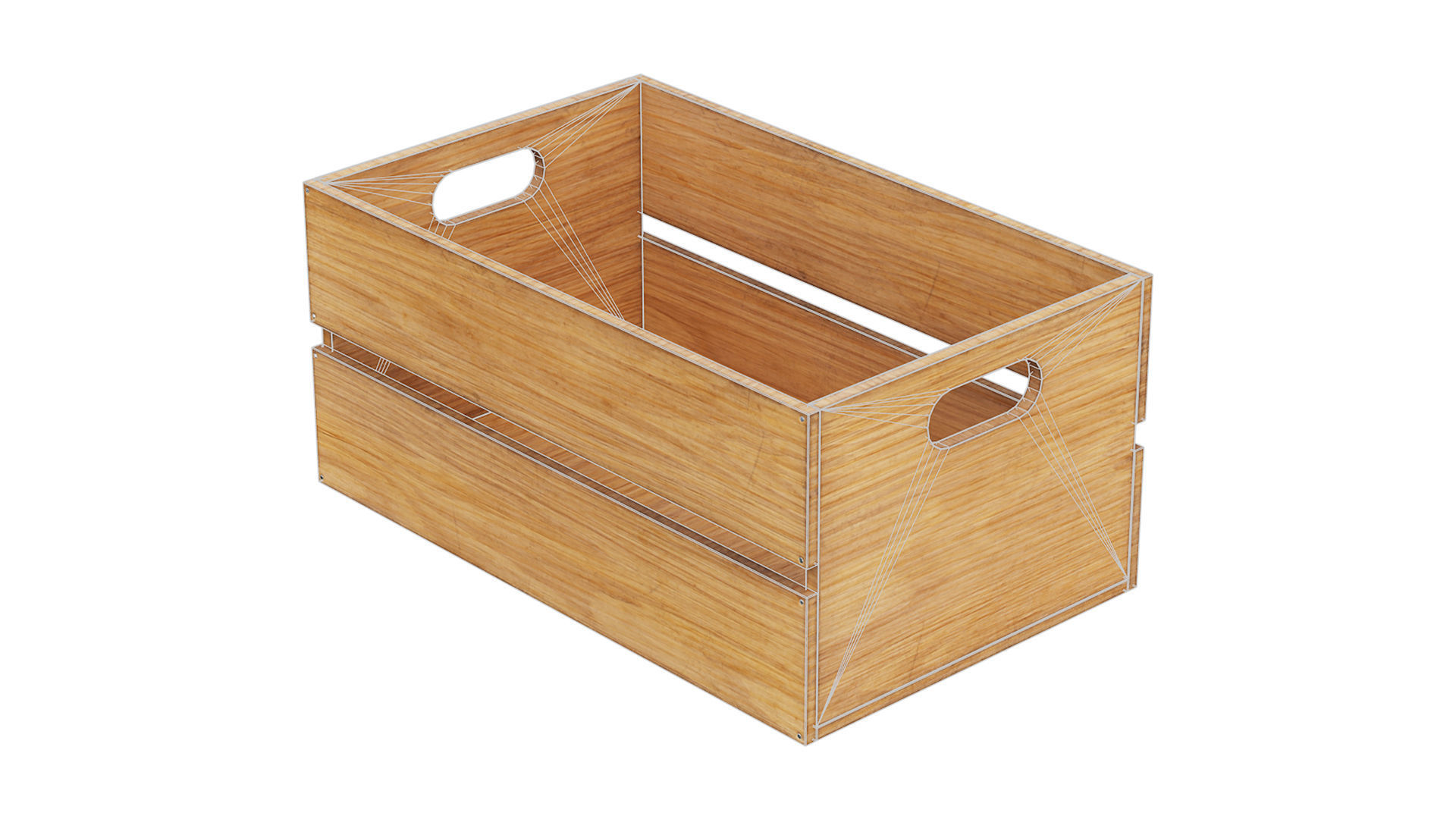 wooden crates set Low-poly 3D model_2