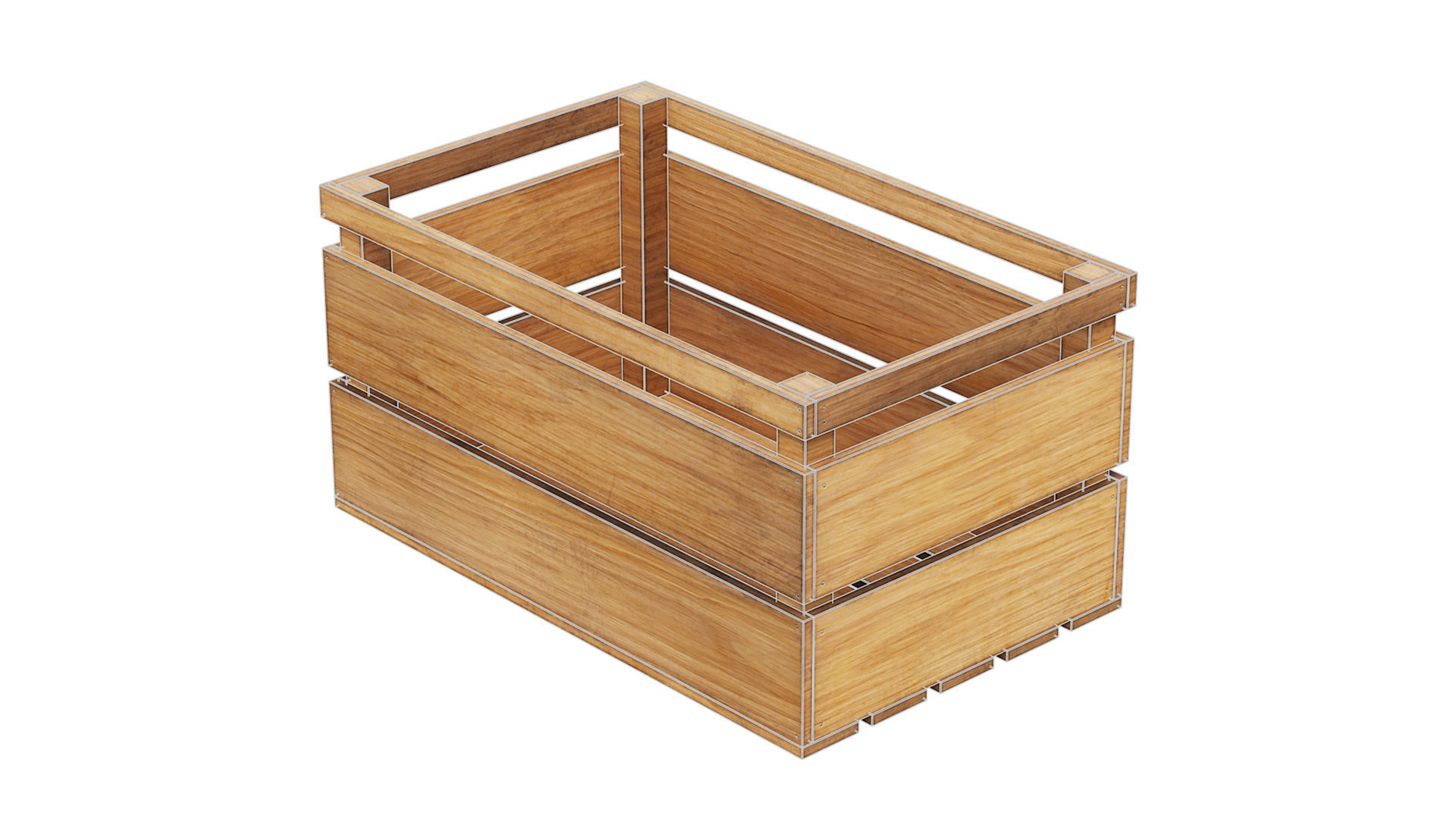 wooden crates set Low-poly 3D model_16