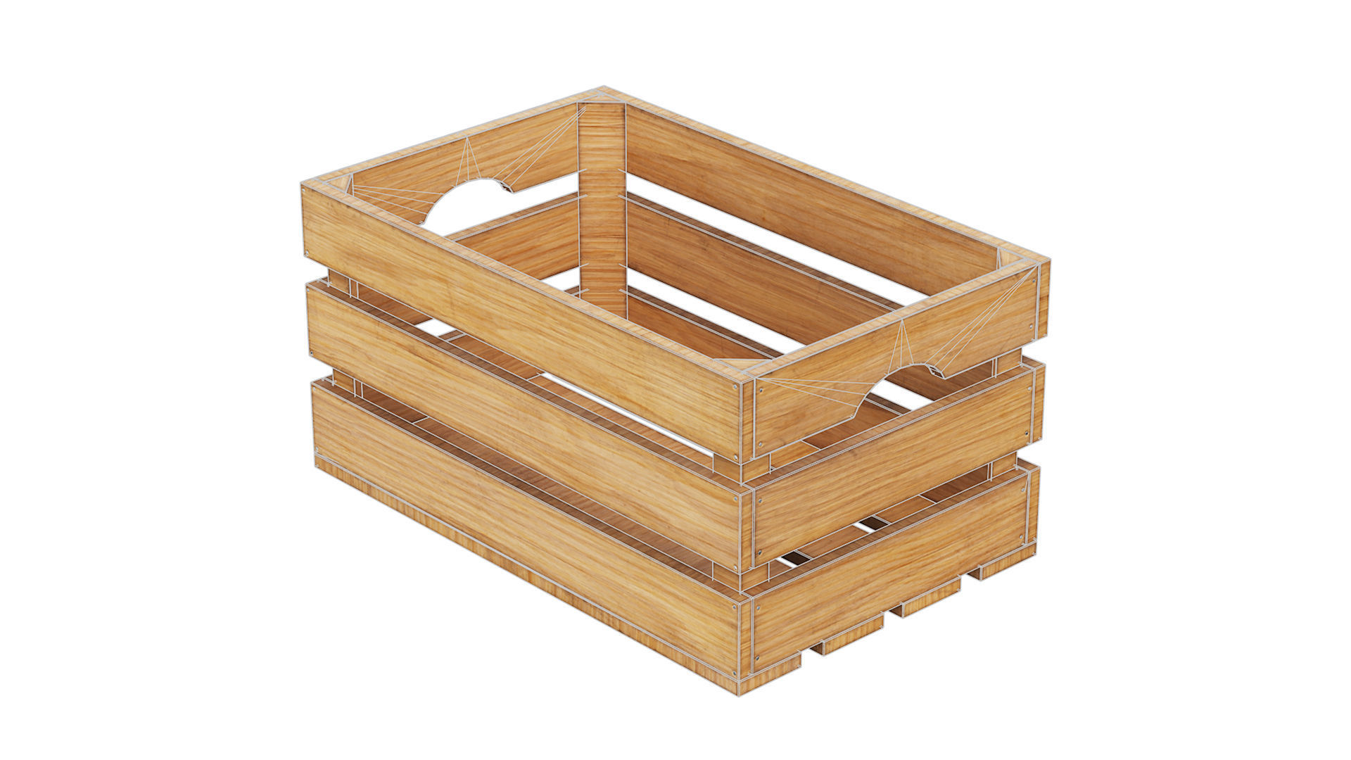 wooden crates set Low-poly 3D model_9