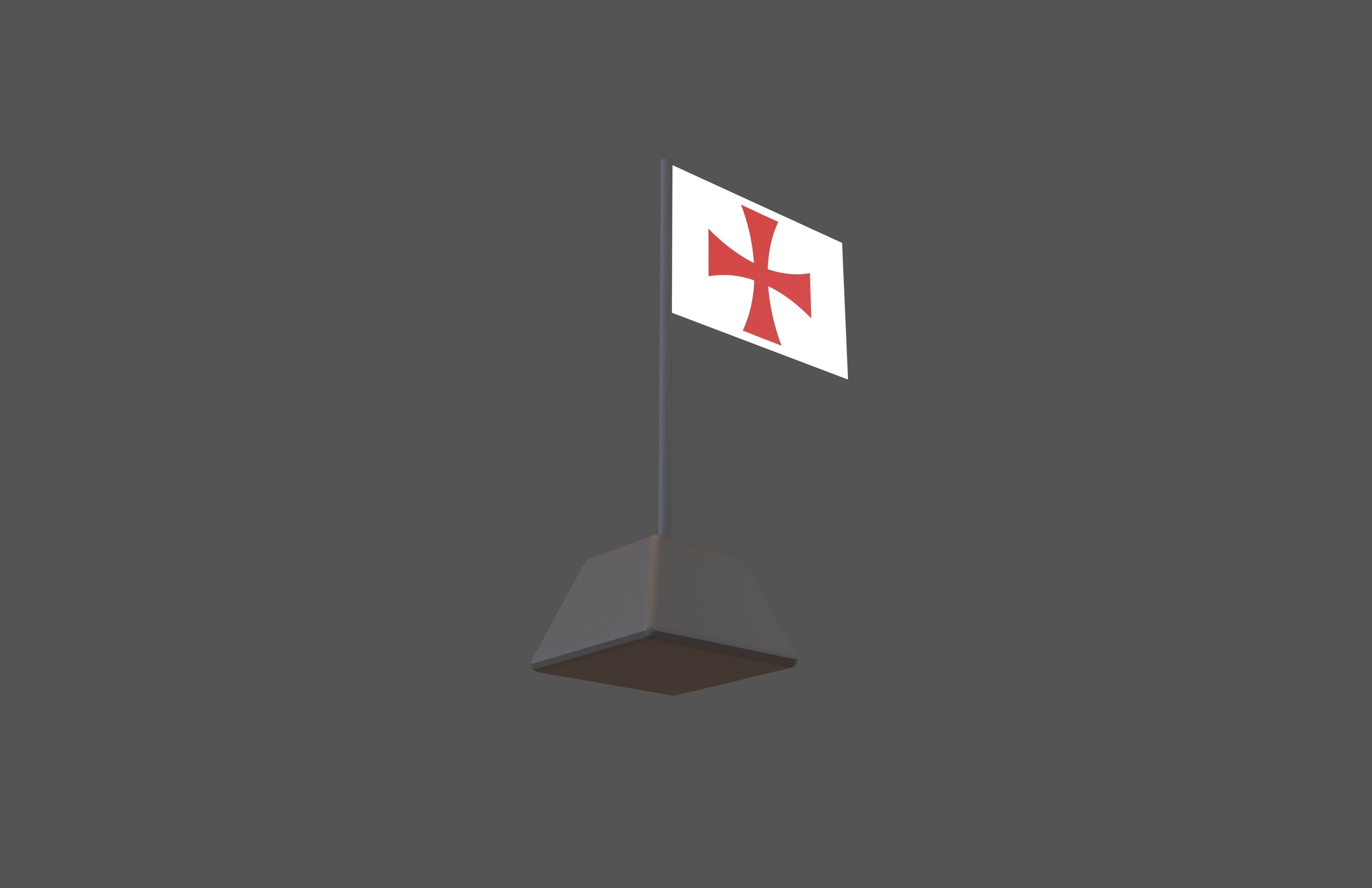 Crusades Knight Flag v1 002 Low-poly 3D model_3