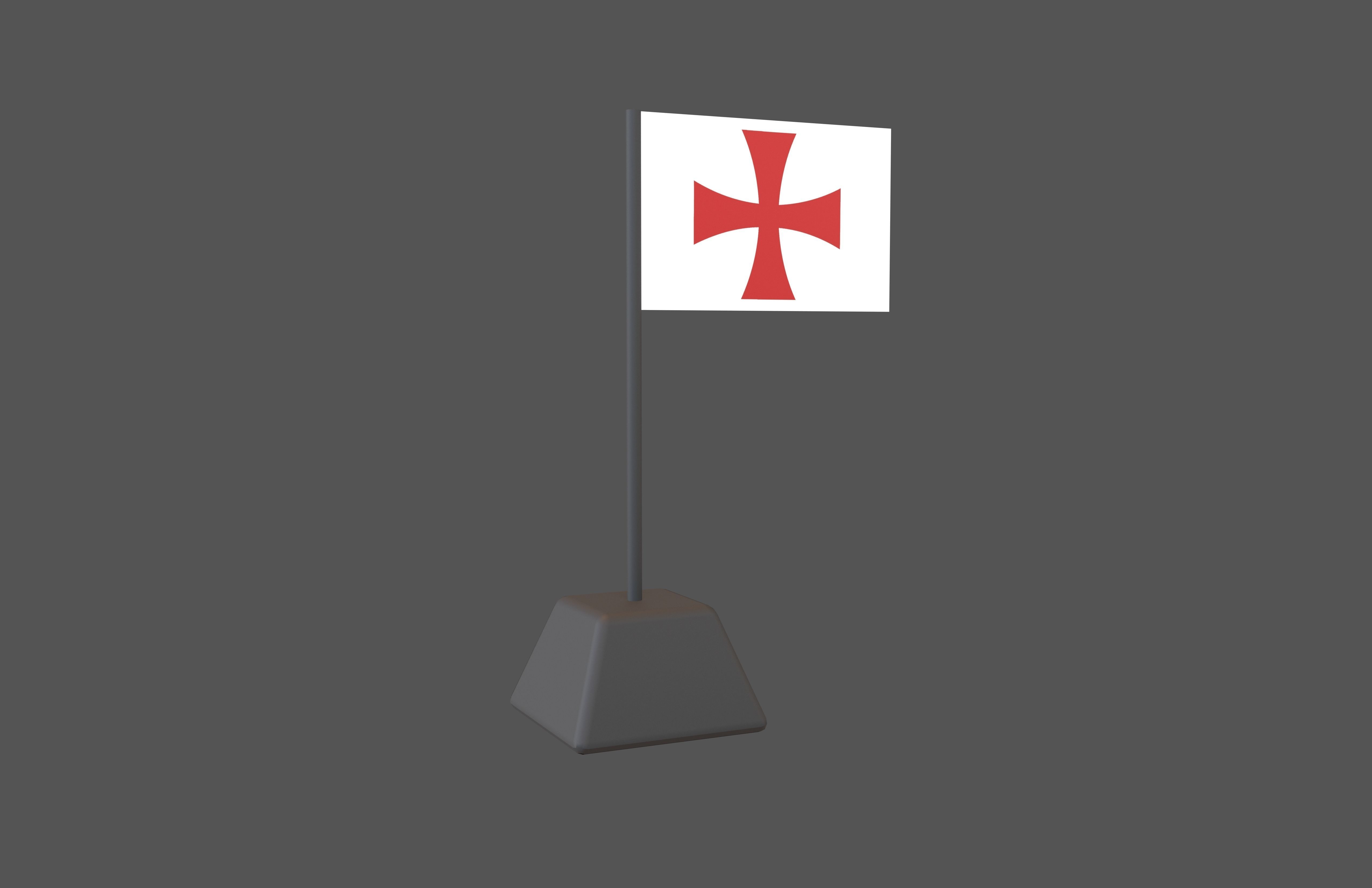 Crusades Knight Flag v1 002 Low-poly 3D model_1
