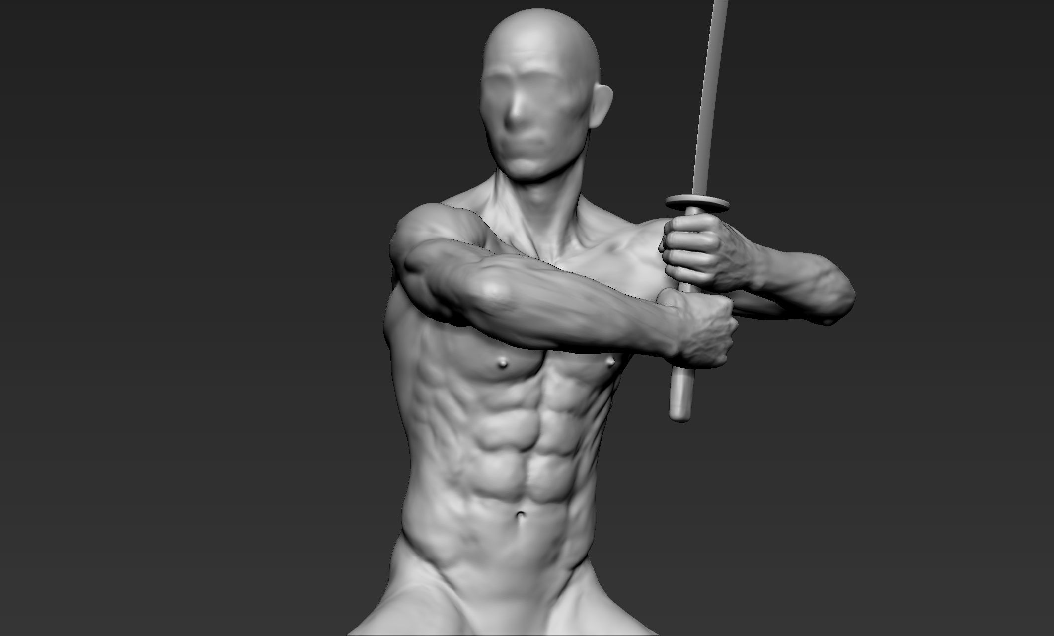 Male Warrior Pose 1 3D model_6