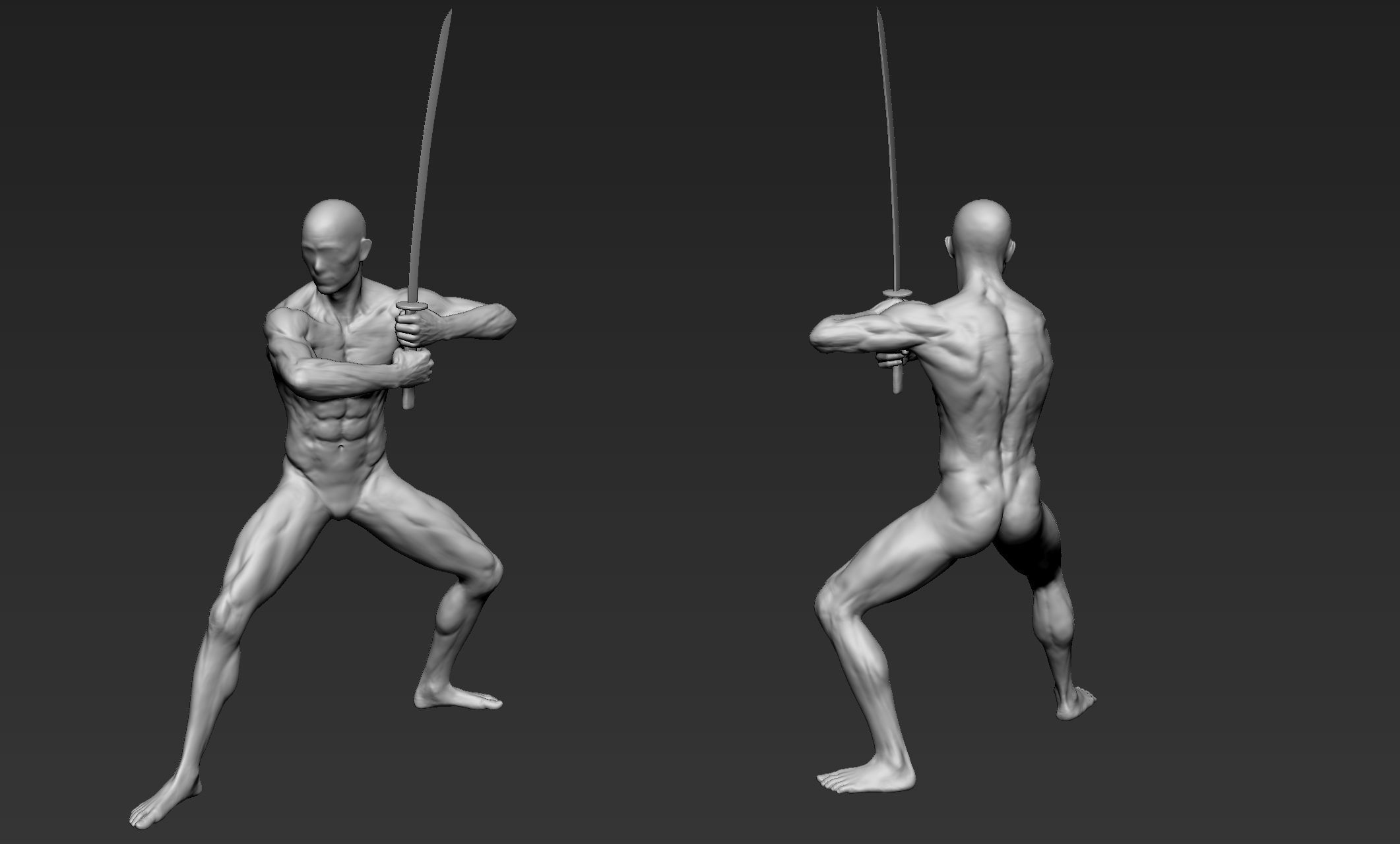 Male Warrior Pose 1 3D model_5