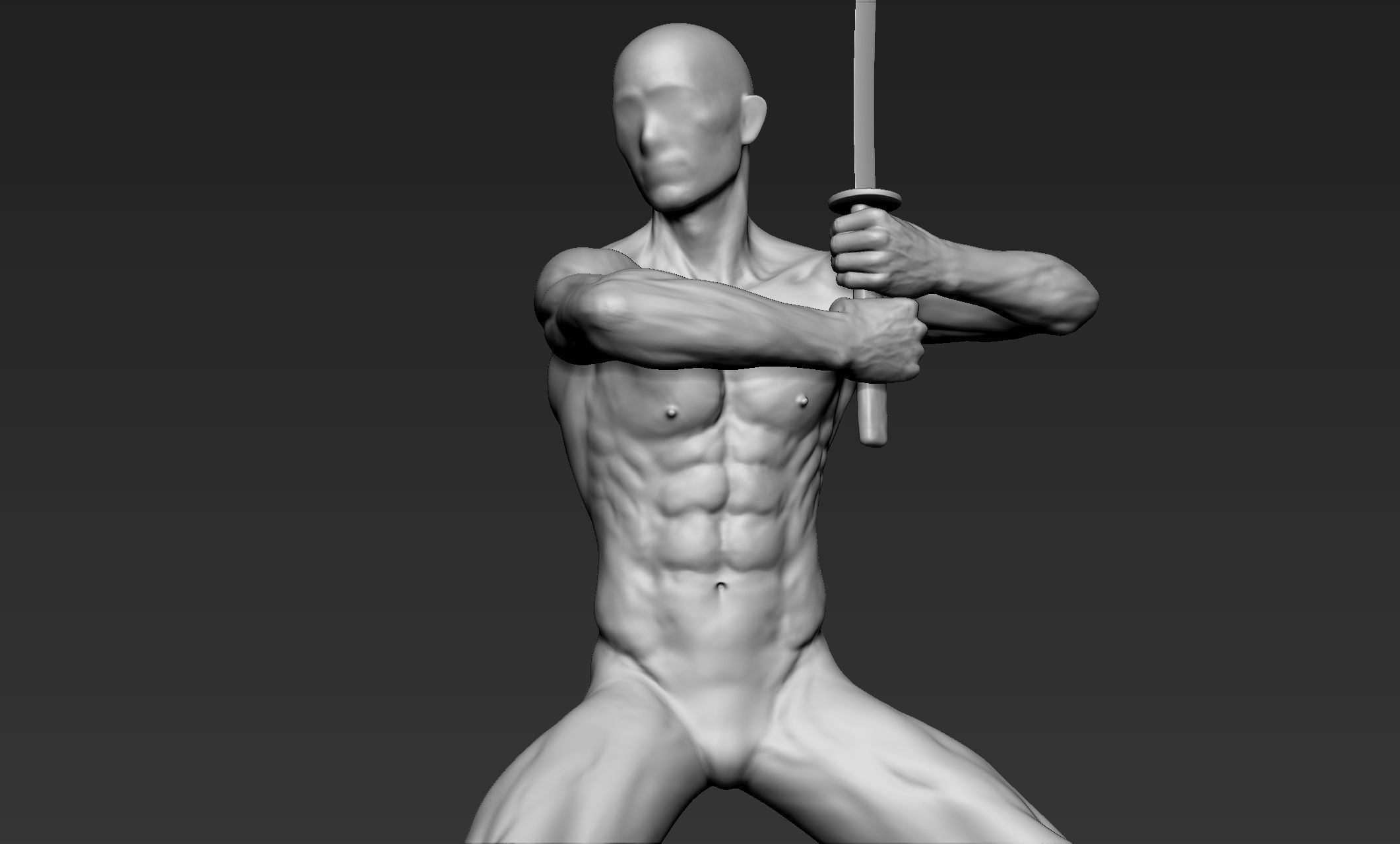 Male Warrior Pose 1 3D model_1