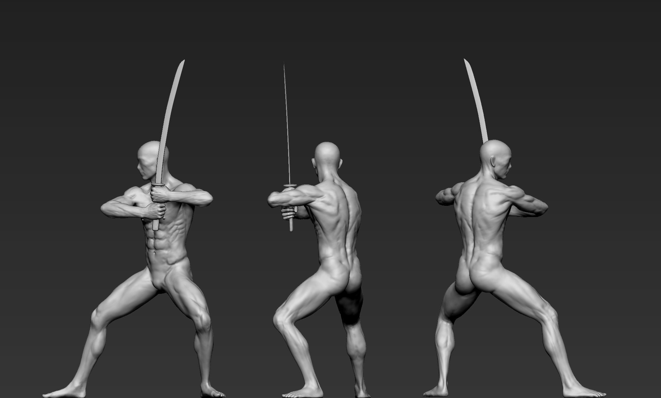 Male Warrior Pose 1 3D model_9