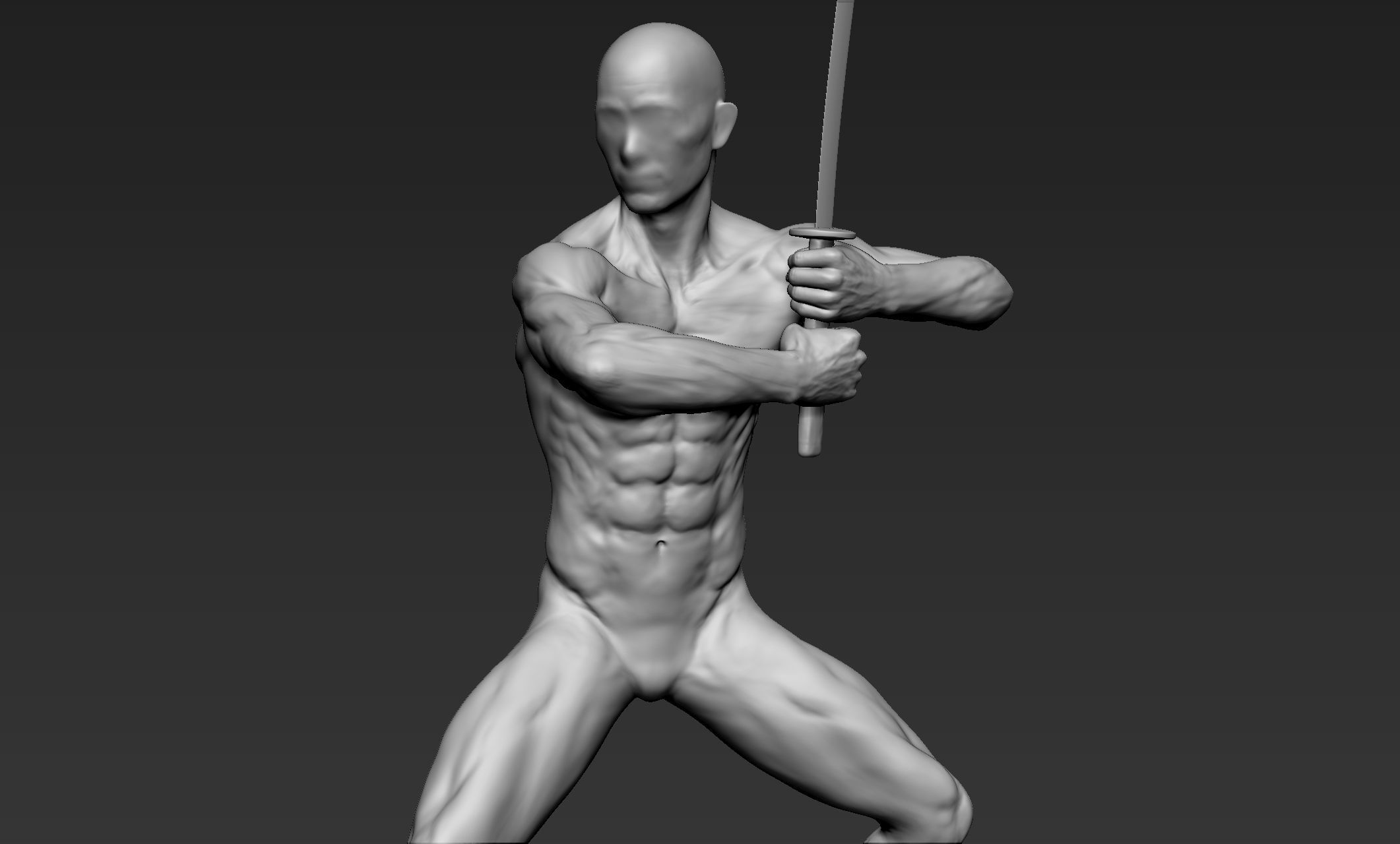 Male Warrior Pose 1 3D model_4