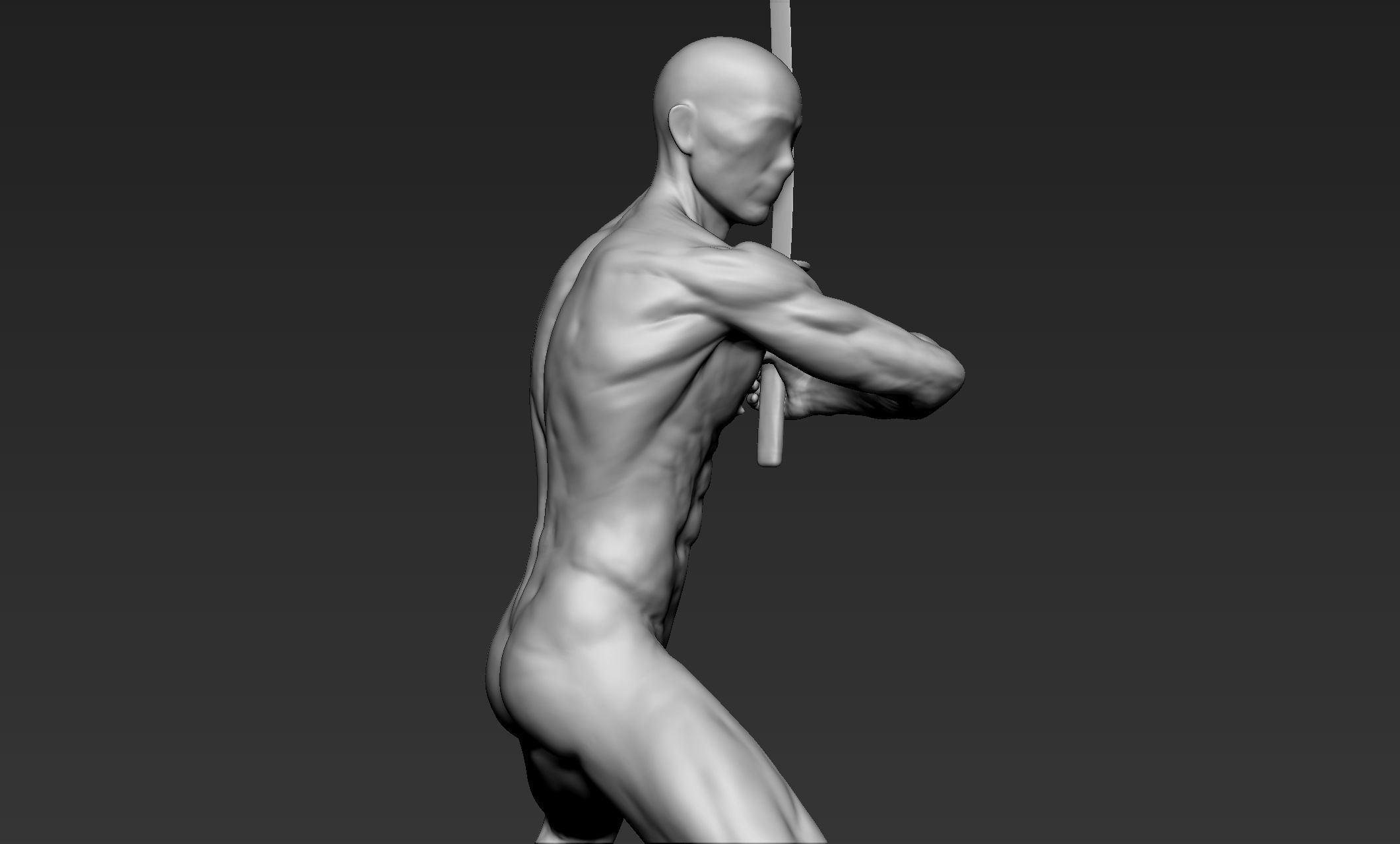 Male Warrior Pose 1 3D model_3